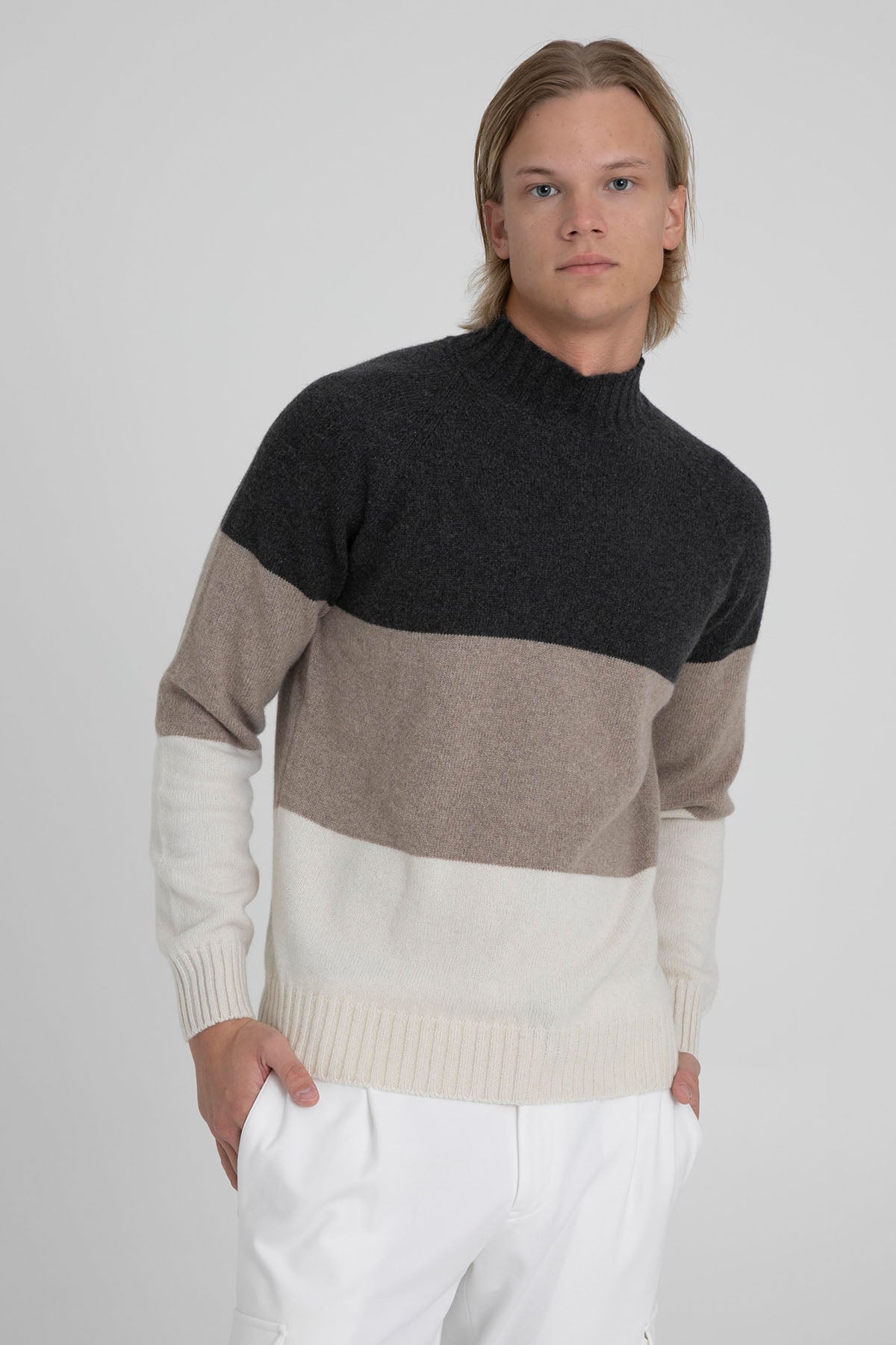 Gran Sasso Dik Yaka Yünlü Örgü Kaşmir Triko-Libas Trendy Fashion Store