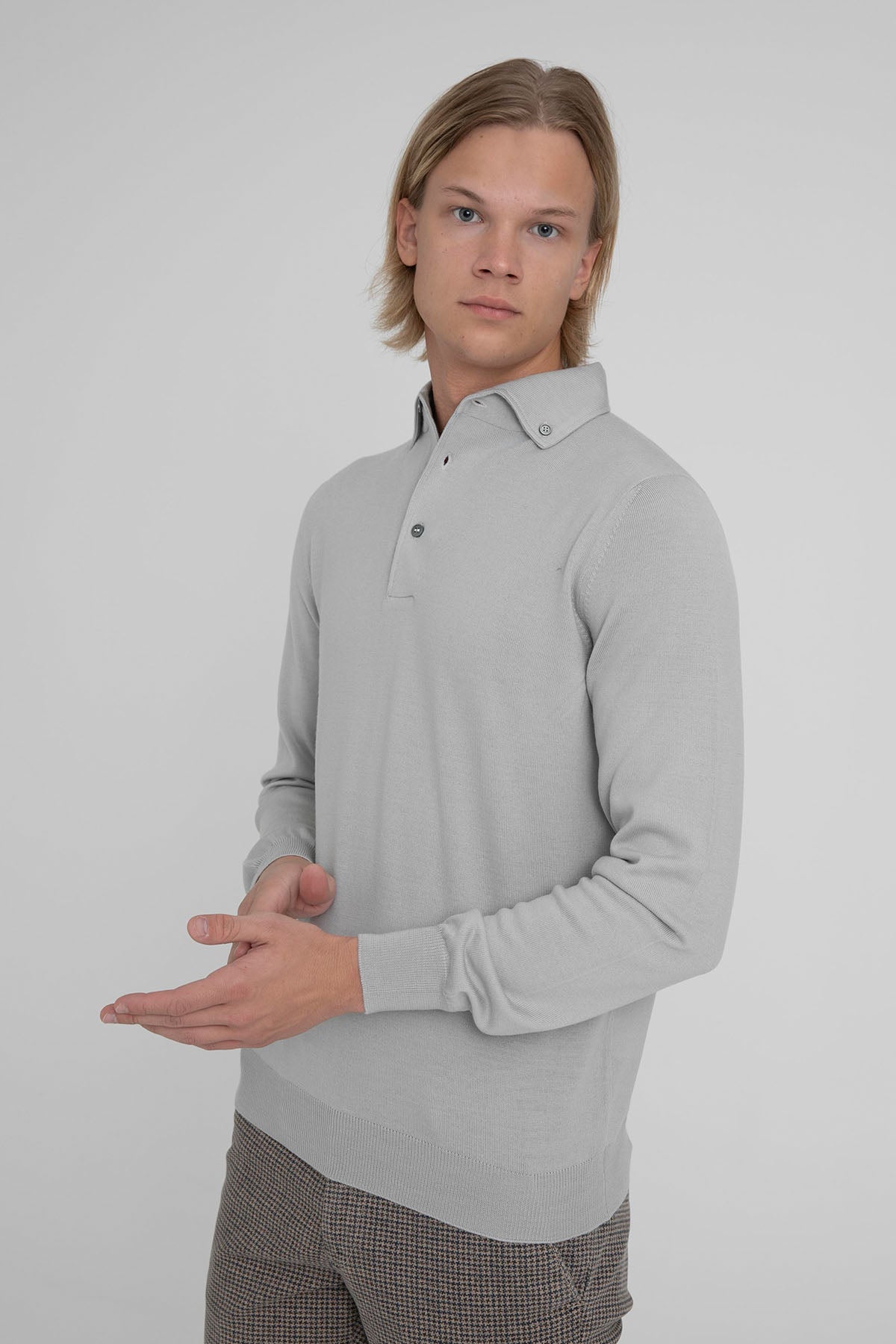 Gran Sasso Düğmeli Polo Yaka Yün Triko-Libas Trendy Fashion Store