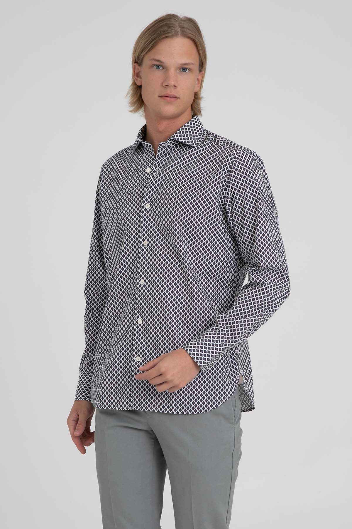 Tintoria Mattei Klasik Yaka Desenli Gömlek-Libas Trendy Fashion Store