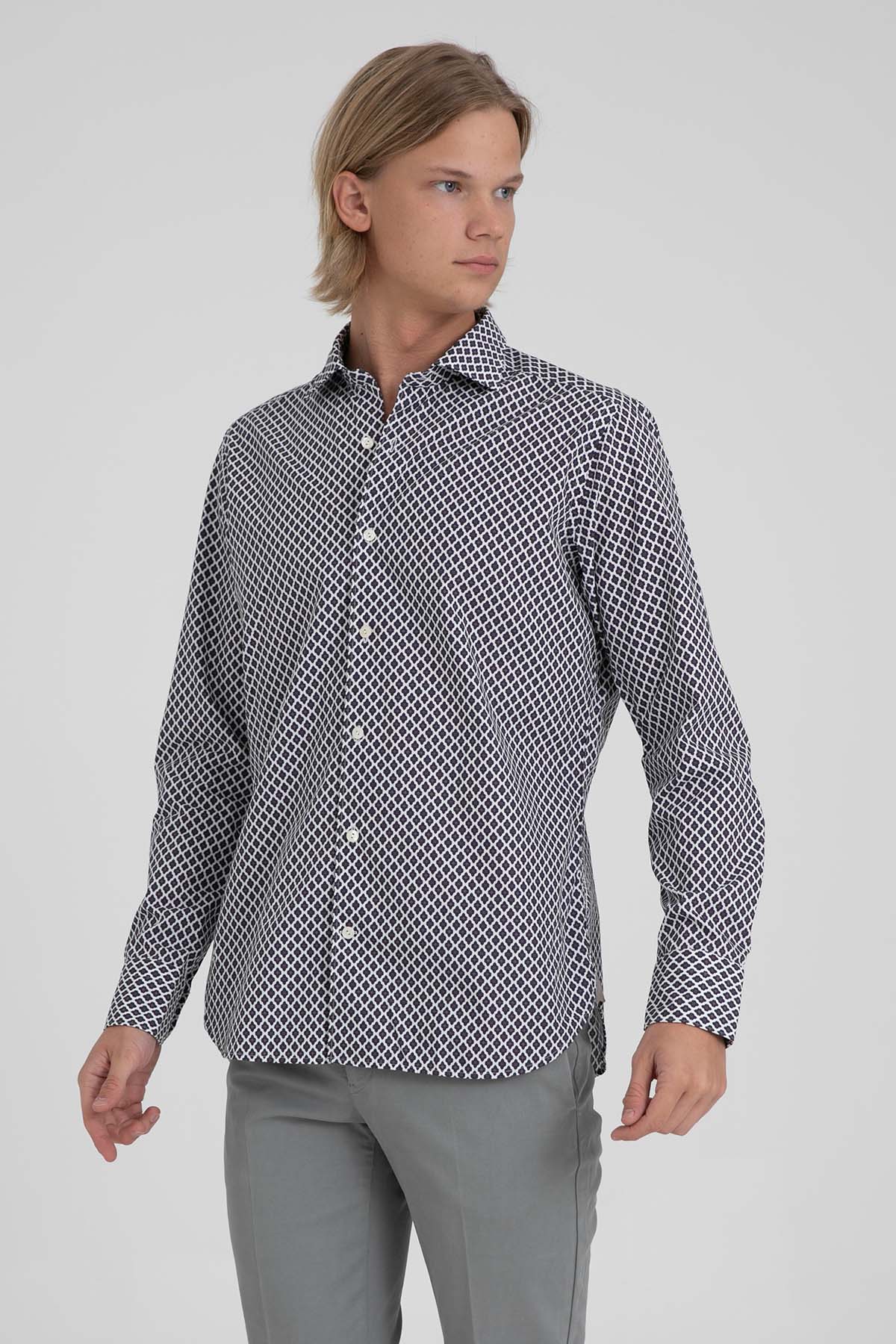 Tintoria Mattei Klasik Yaka Desenli Gömlek-Libas Trendy Fashion Store