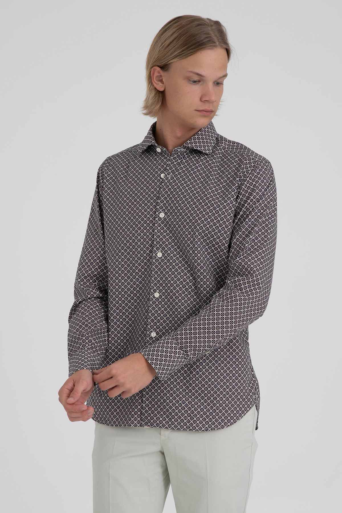 Tintoria Mattei Klasik Yaka Desenli Gömlek-Libas Trendy Fashion Store