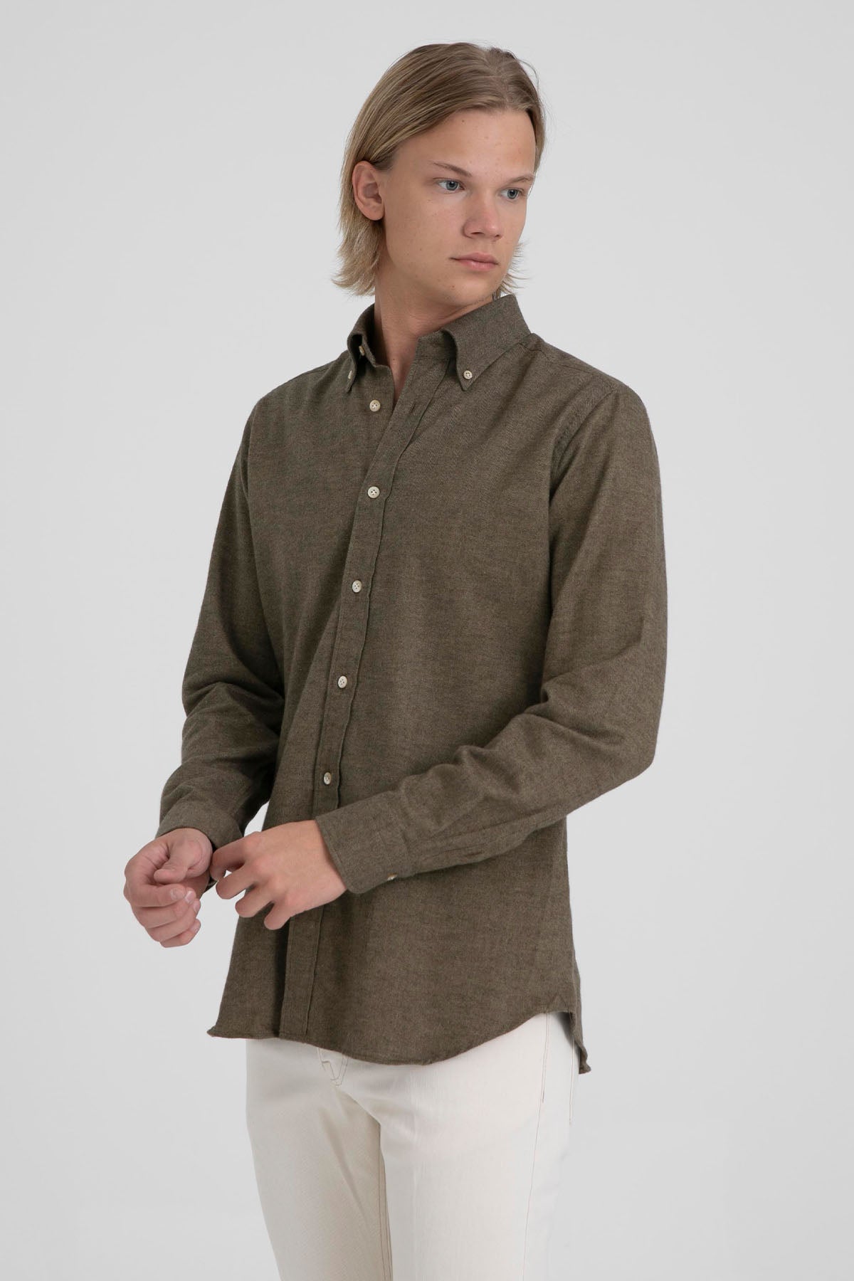 Tintoria Mattei Düğmeli Klasik Yaka Balıksırtı Desenli Gömlek-Libas Trendy Fashion Store