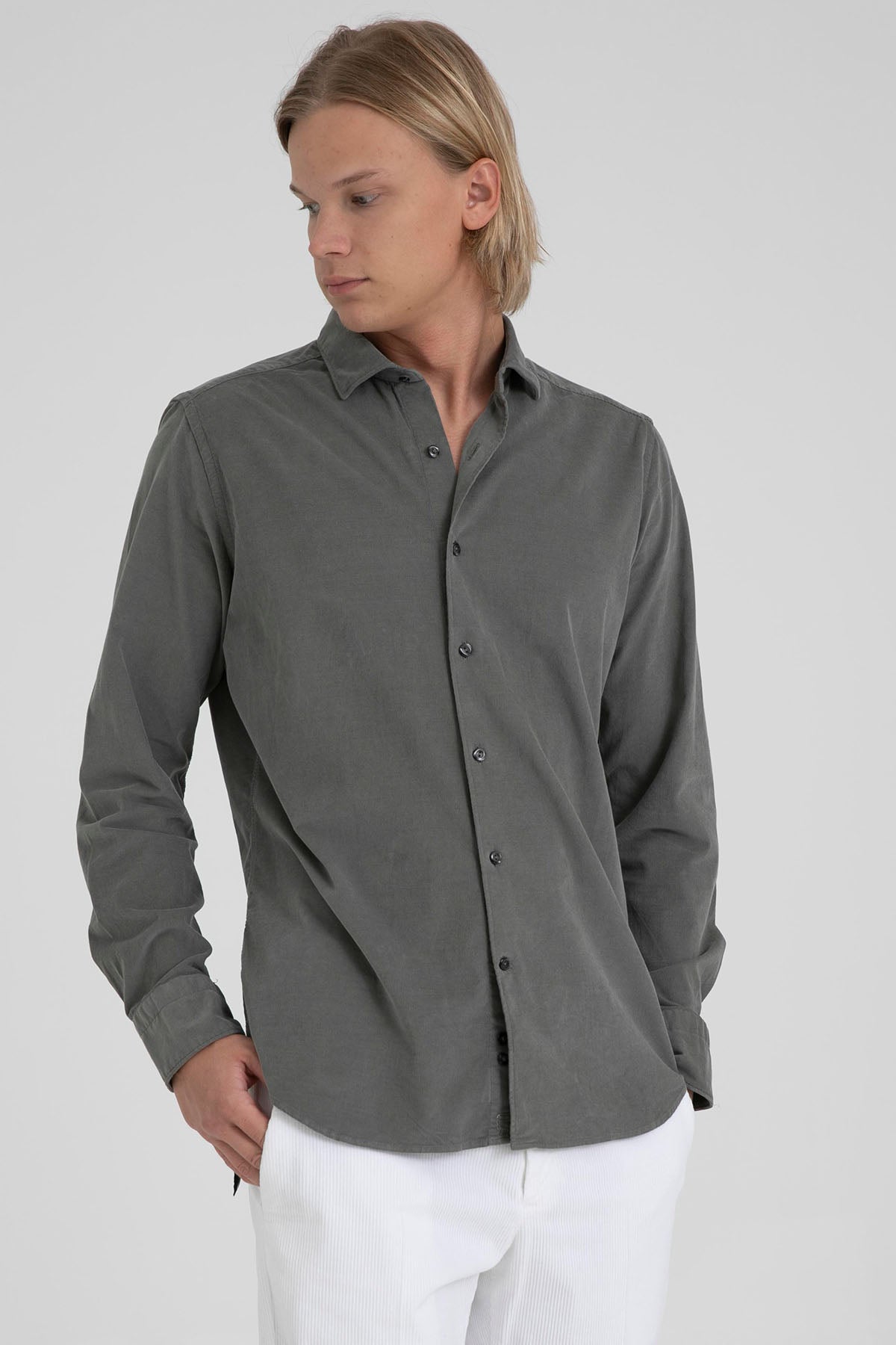 Tintoria Mattei Klasik Yaka Kadife Gömlek-Libas Trendy Fashion Store