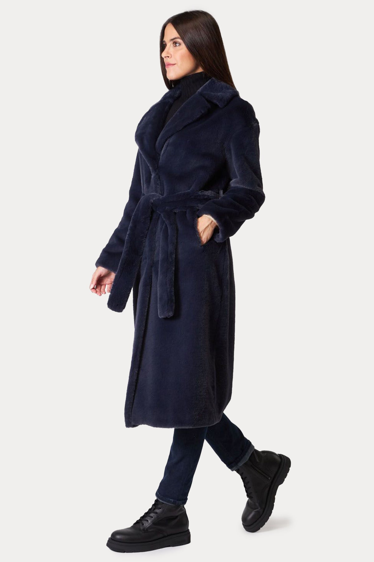 Herno Belden Kuşaklı Peluş Manto-Libas Trendy Fashion Store