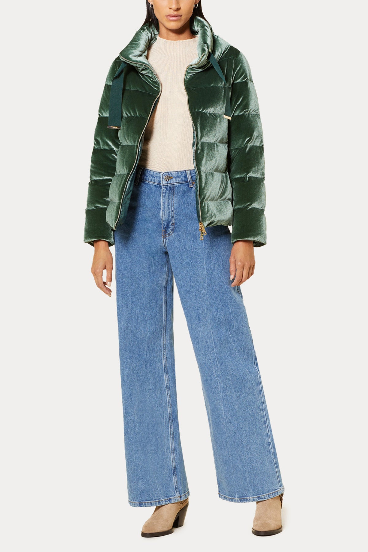 Herno Dik Yaka Kadife Puffer Mont-Libas Trendy Fashion Store