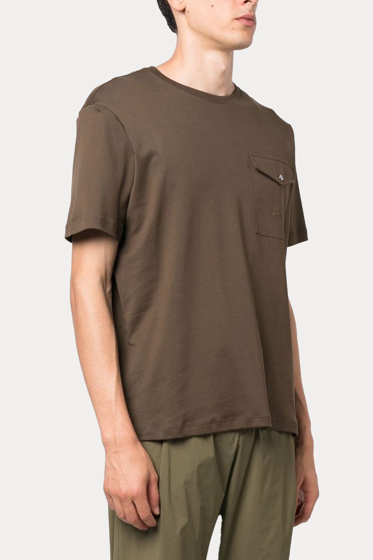 Herno Resort Yuvarlak Yaka Cep Detaylı Logolu T-shirt-Libas Trendy Fashion Store