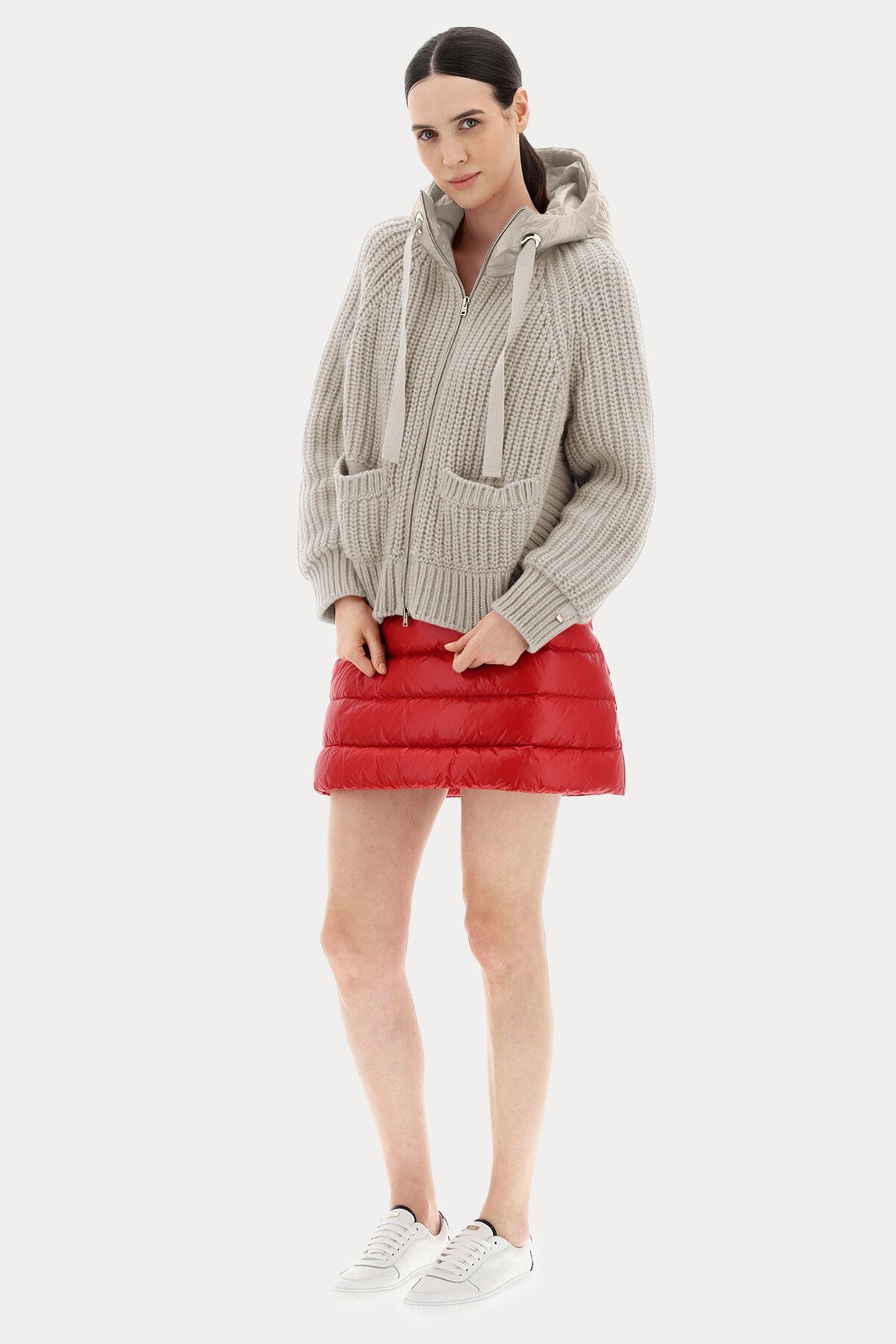 Herno Kapüşonlu Örgü Yün Ceket-Libas Trendy Fashion Store