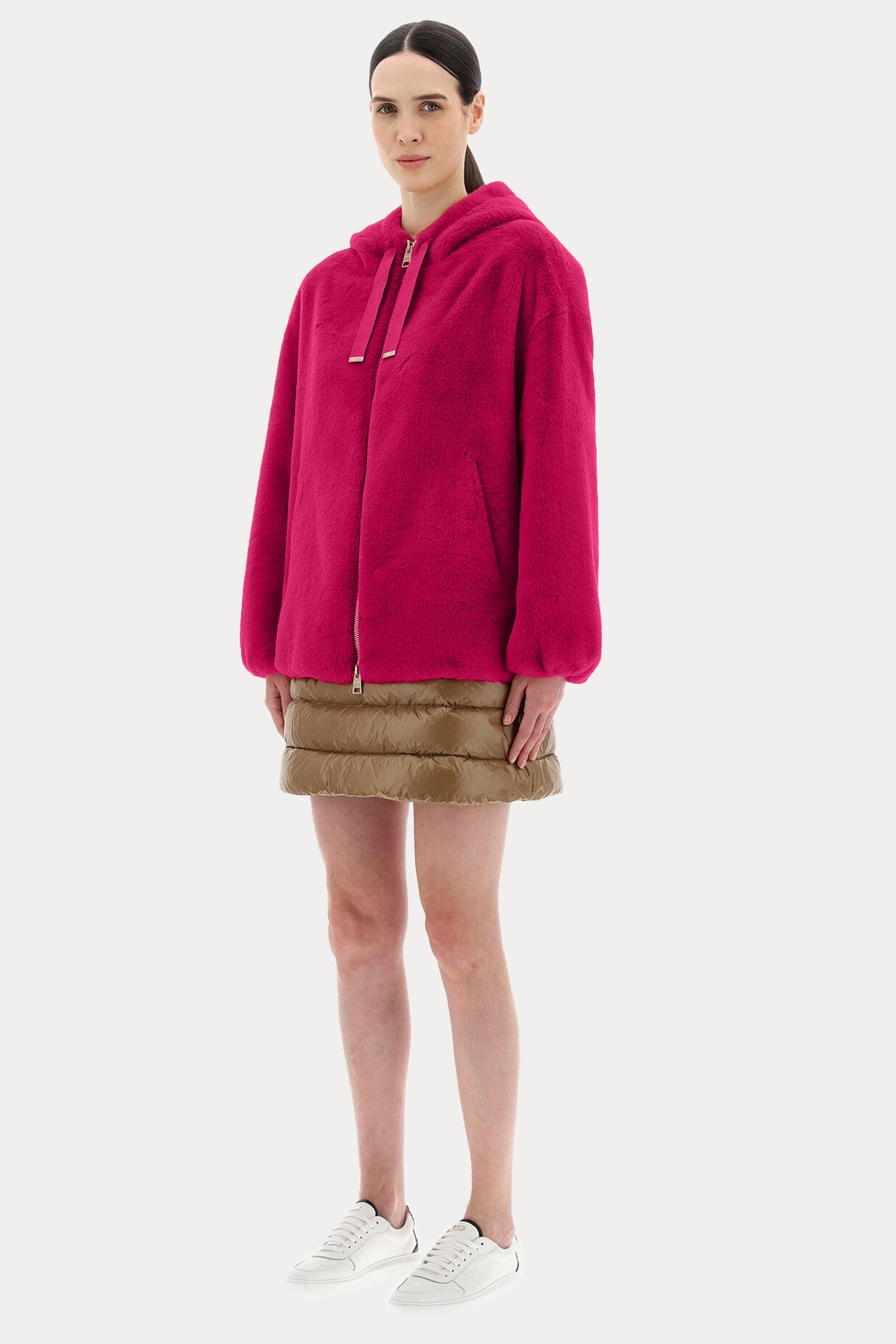 Herno Monogram Astarlı Kapüşonlu Peluş Mont-Libas Trendy Fashion Store