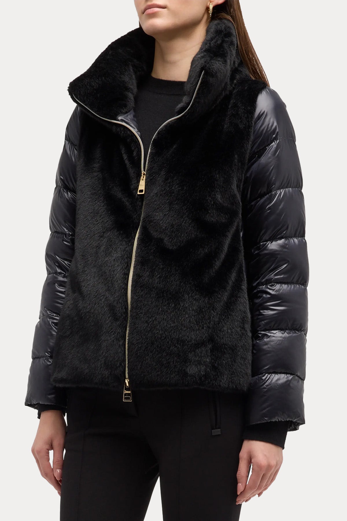 Herno Dik Yaka Peluş Puffer Mont-Libas Trendy Fashion Store