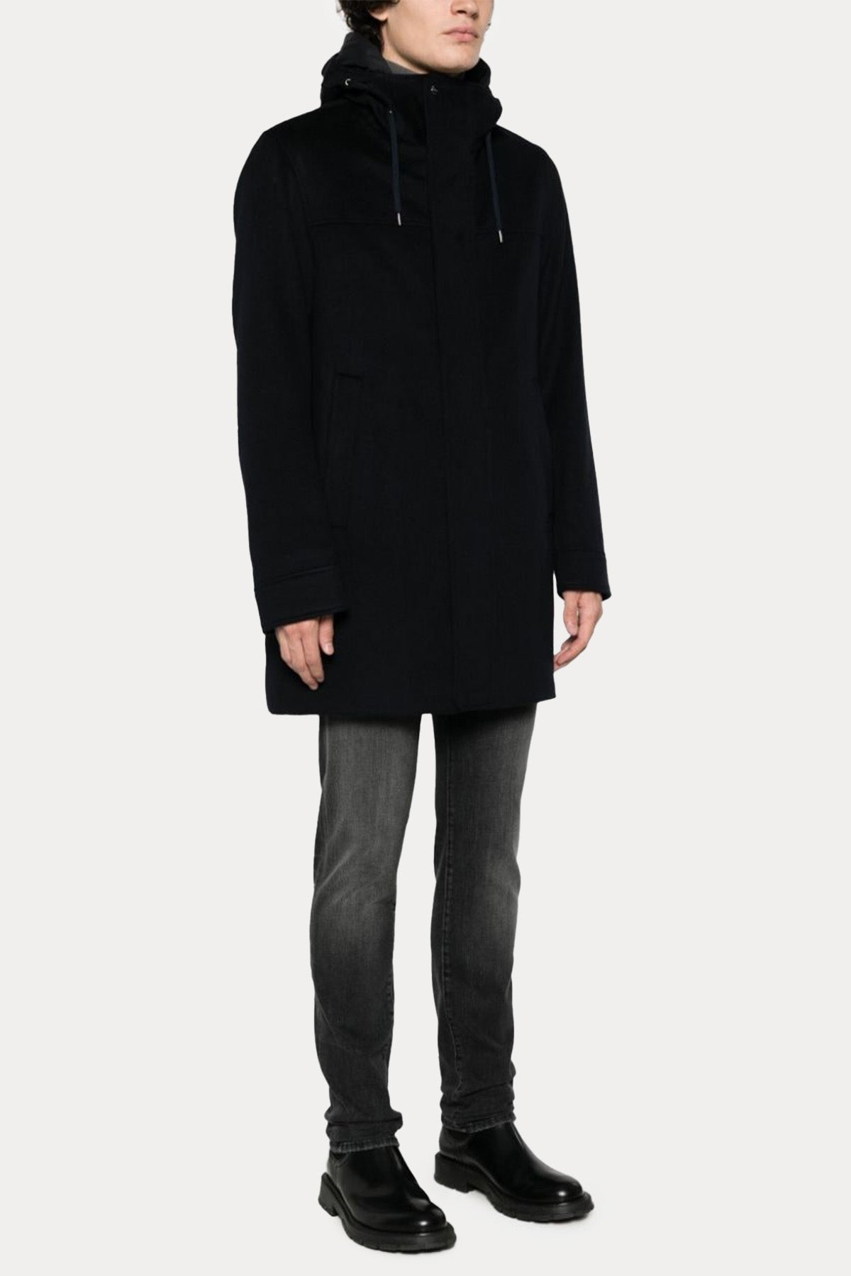 Herno Kapüşonlu Kaşmirli Yün Kaban-Libas Trendy Fashion Store