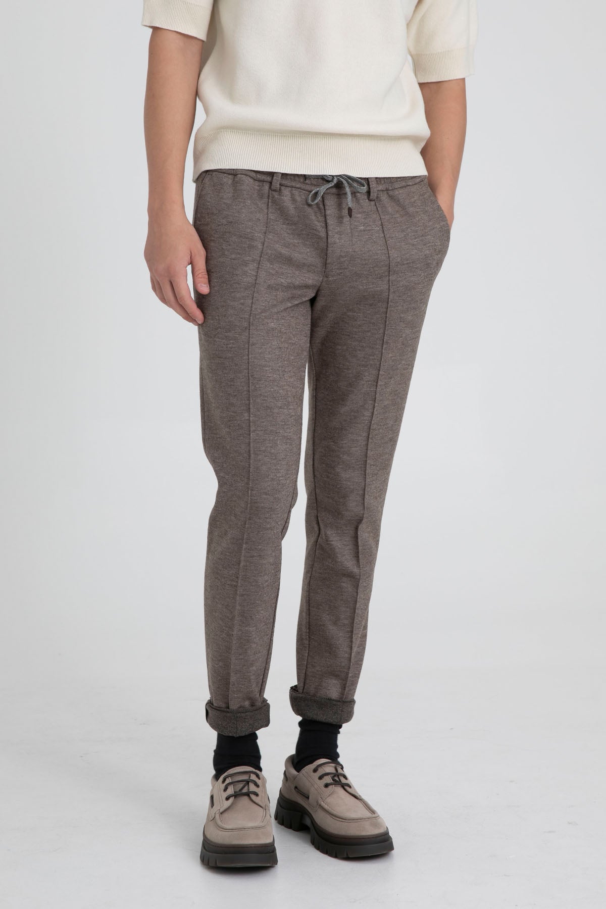 Fradi Beli Lastikli Slim Fit Jogger Pantolon-Libas Trendy Fashion Store