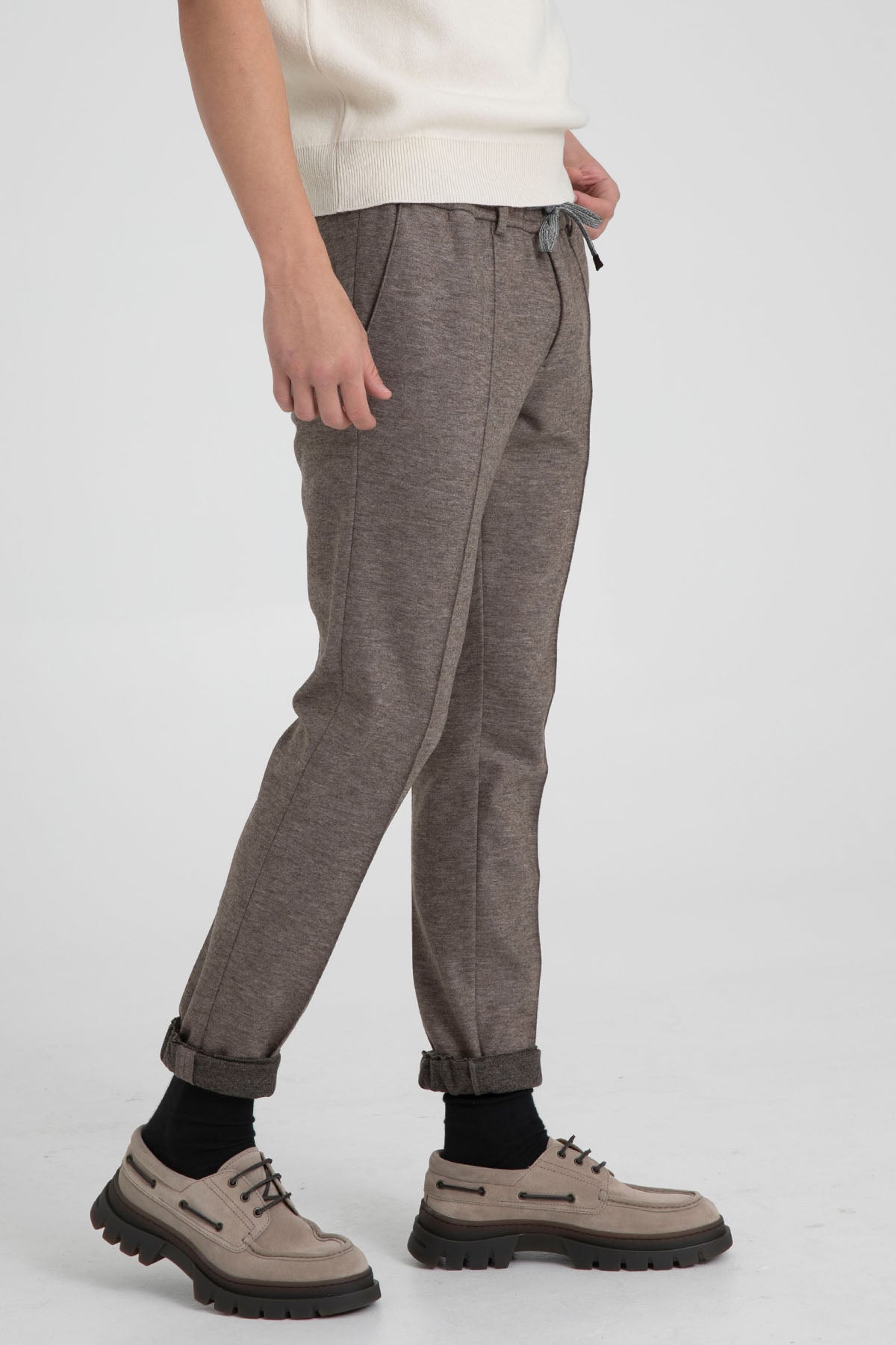 Fradi Beli Lastikli Slim Fit Jogger Pantolon-Libas Trendy Fashion Store