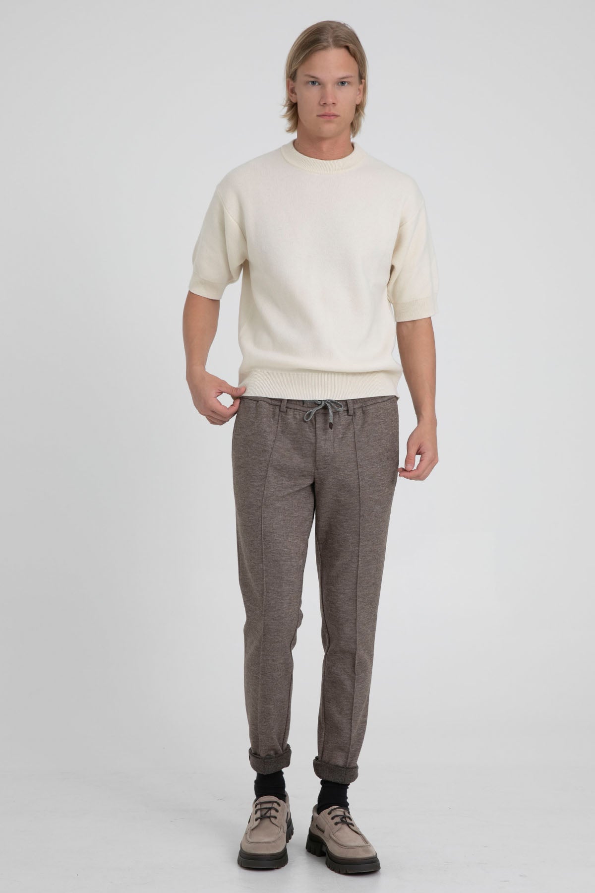 Fradi Beli Lastikli Slim Fit Jogger Pantolon-Libas Trendy Fashion Store