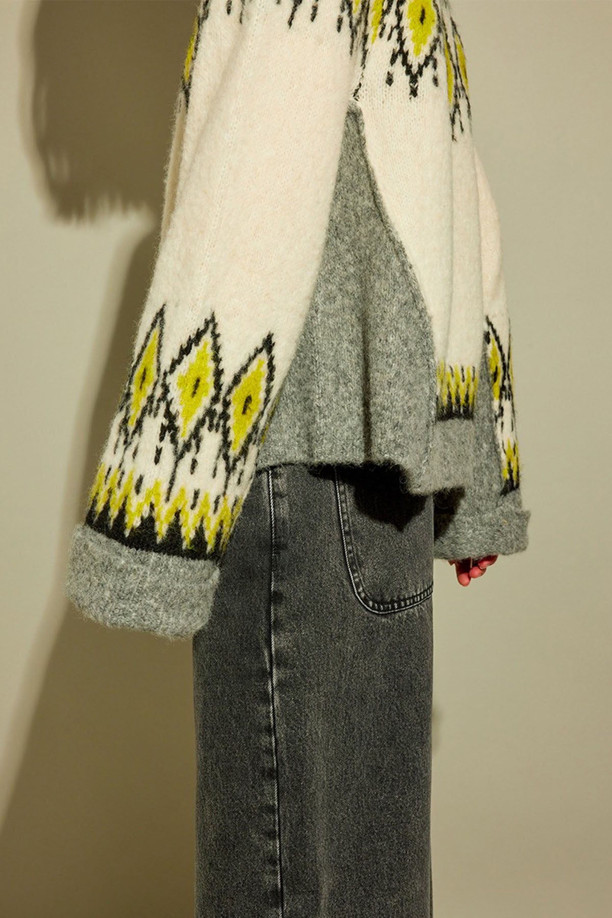 Semicouture Geniş Kesim Fire Isle Desenli Balıkçı Yaka Triko-Libas Trendy Fashion Store