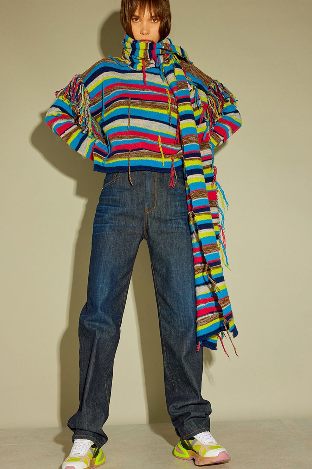 Semicouture Yuvarlak Yaka Renk Bloklu Yün Triko-Libas Trendy Fashion Store