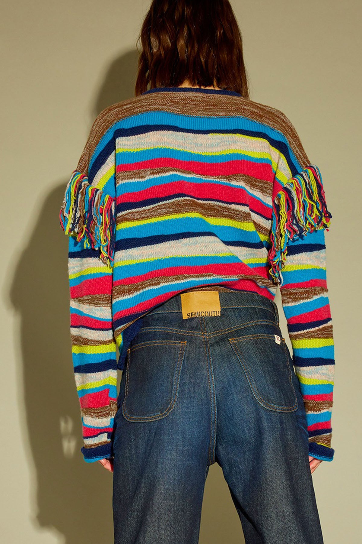 Semicouture Yuvarlak Yaka Renk Bloklu Yün Triko-Libas Trendy Fashion Store