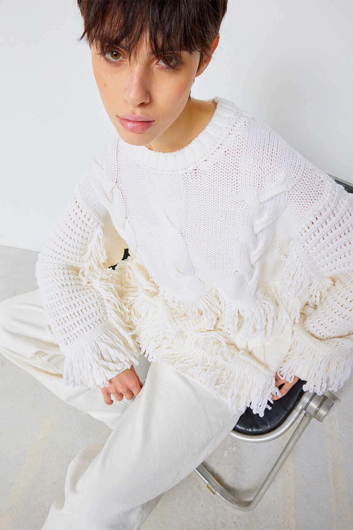 Semicouture Geniş Kesim Yuvarlak Yaka Yün Triko-Libas Trendy Fashion Store