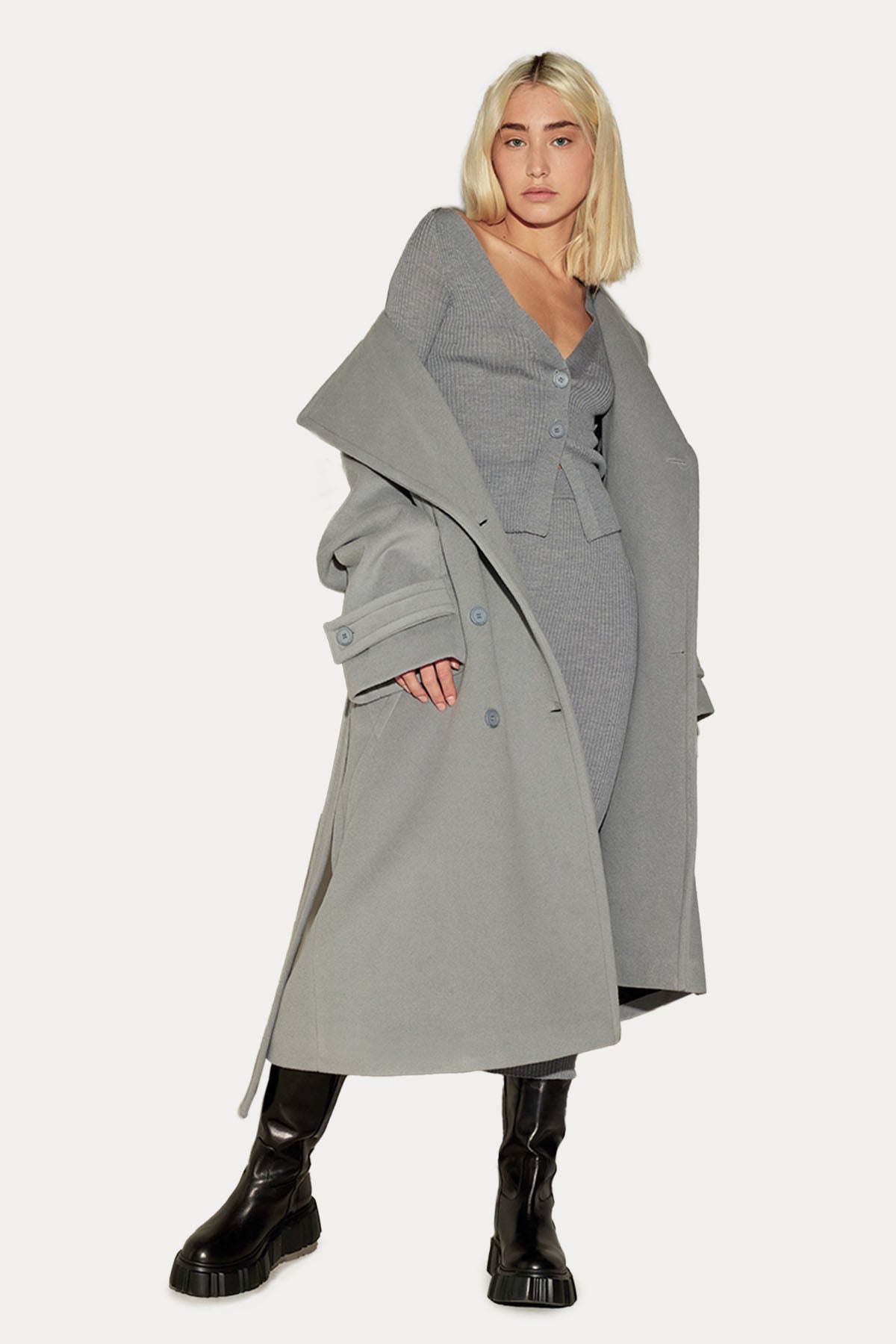 Semicouture Kruvaze Yün Kaban-Libas Trendy Fashion Store