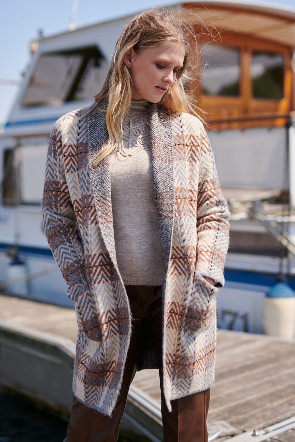 Rene Derhy Lily Ekoseli Örgü Triko Ceket-Libas Trendy Fashion Store