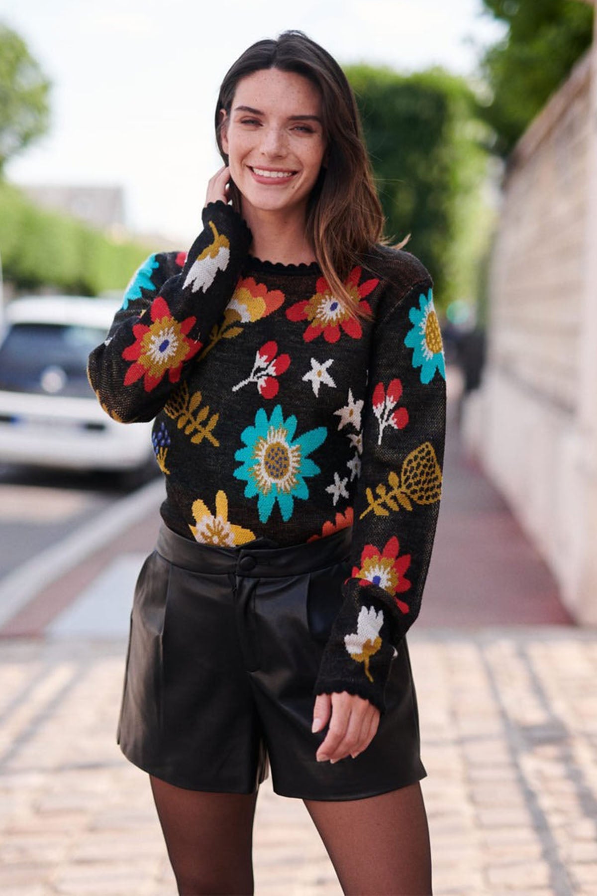 Rene Derhy Nairobi Yüksek Bel Tek Pile Deri Şort-Libas Trendy Fashion Store