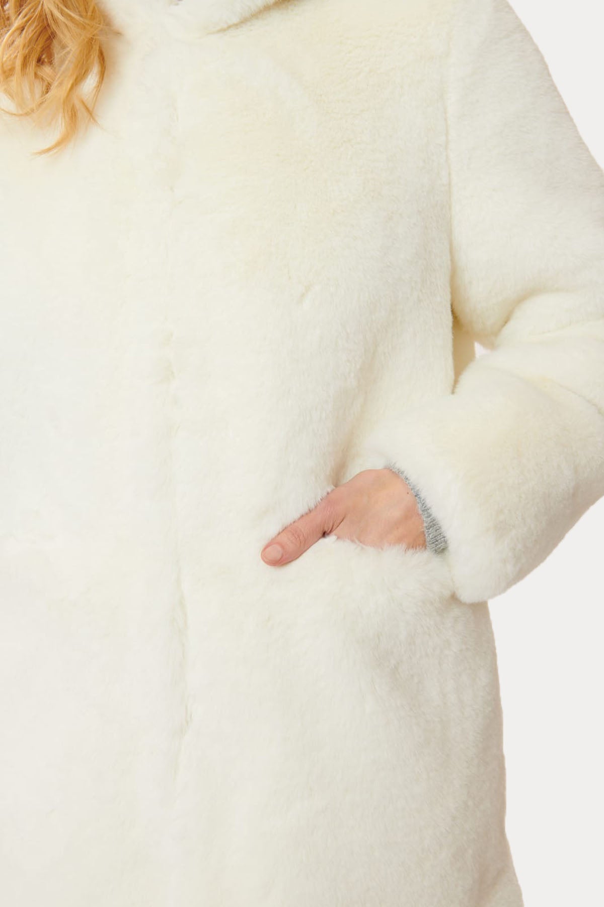 Rene Derhy Carly Kapüşonlu Peluş Manto-Libas Trendy Fashion Store