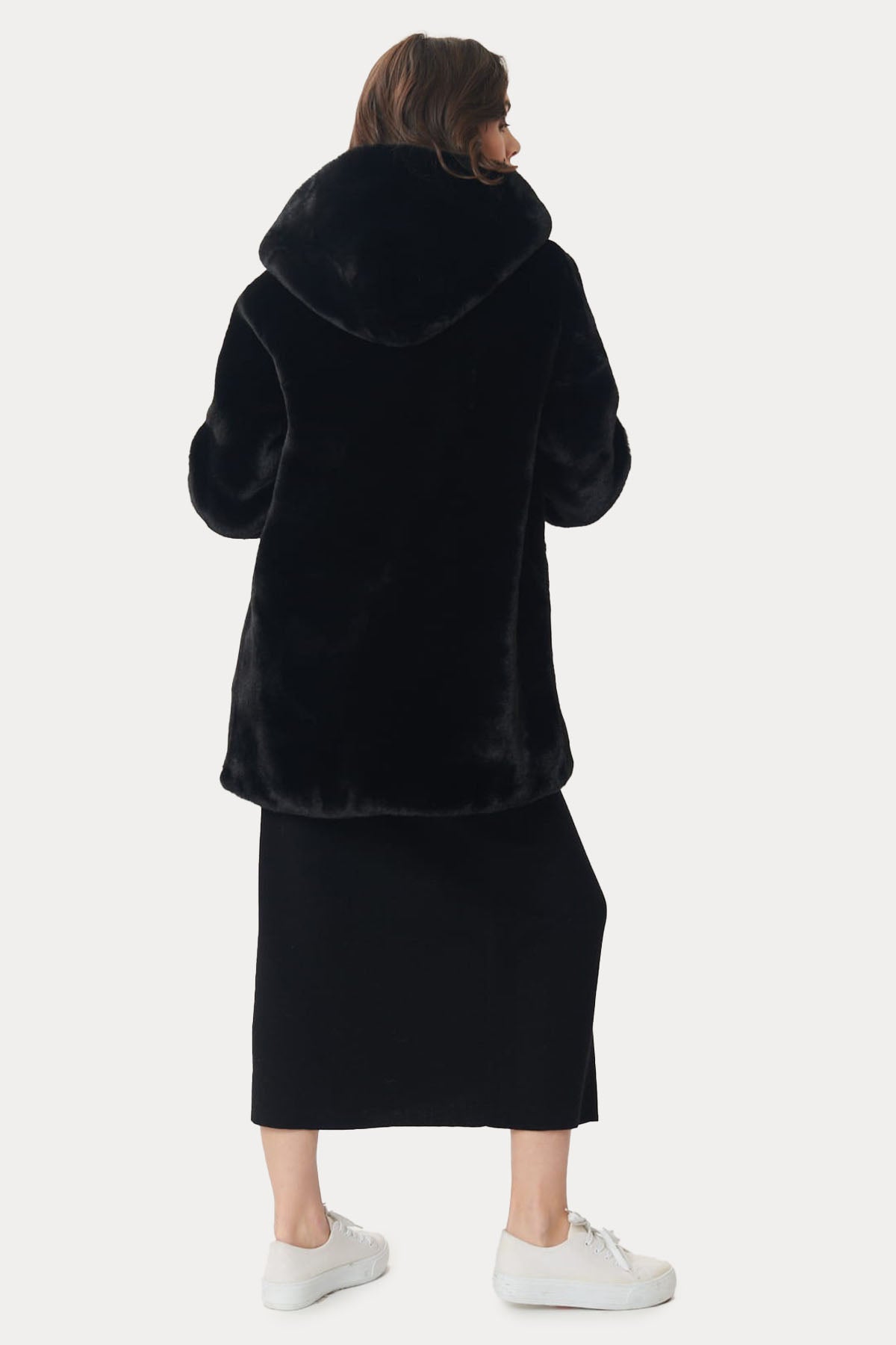 Rene Derhy Carly Kapüşonlu Peluş Manto-Libas Trendy Fashion Store