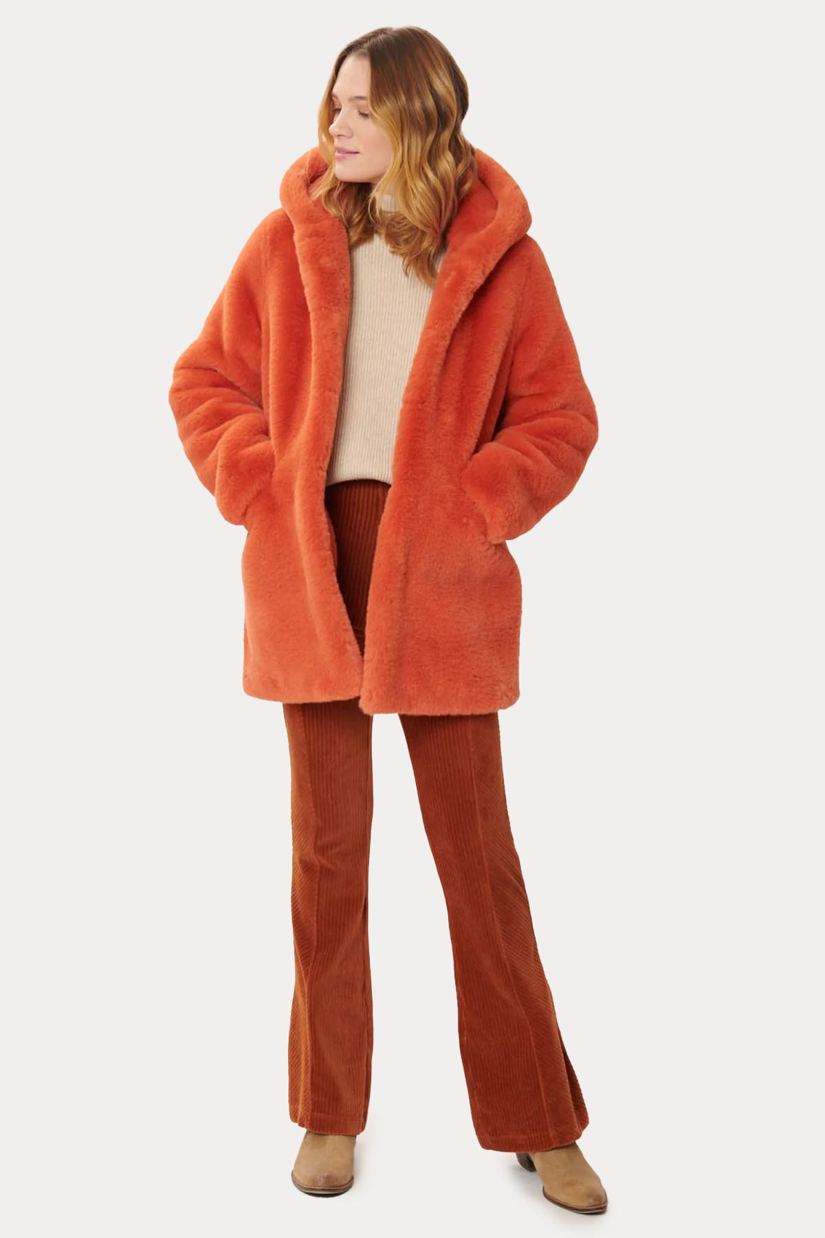 Rene Derhy Carly Kapüşonlu Peluş Manto-Libas Trendy Fashion Store