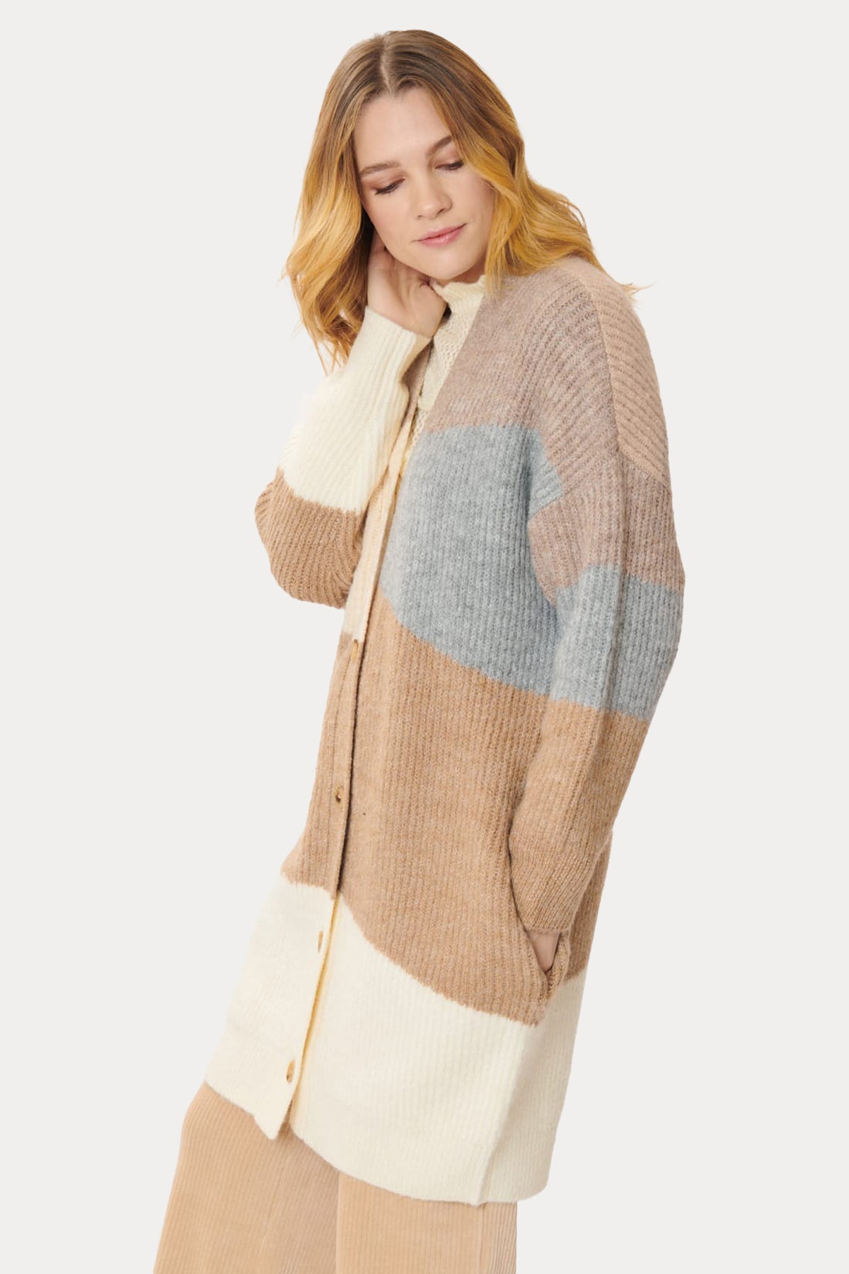 Rene Derhy Laeticia Renk Bloklu Örgü Triko Ceket-Libas Trendy Fashion Store