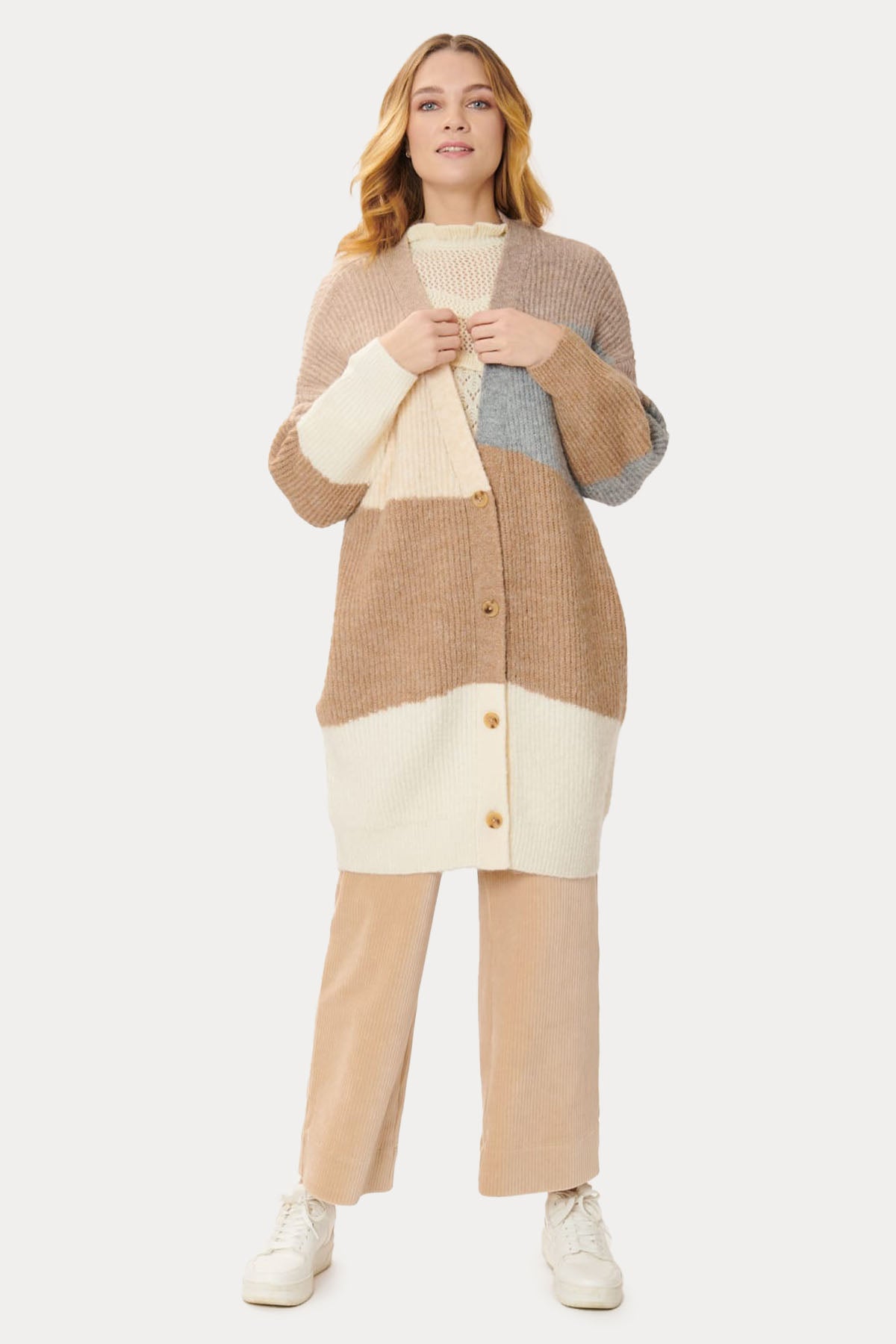 Rene Derhy Laeticia Renk Bloklu Örgü Triko Ceket-Libas Trendy Fashion Store