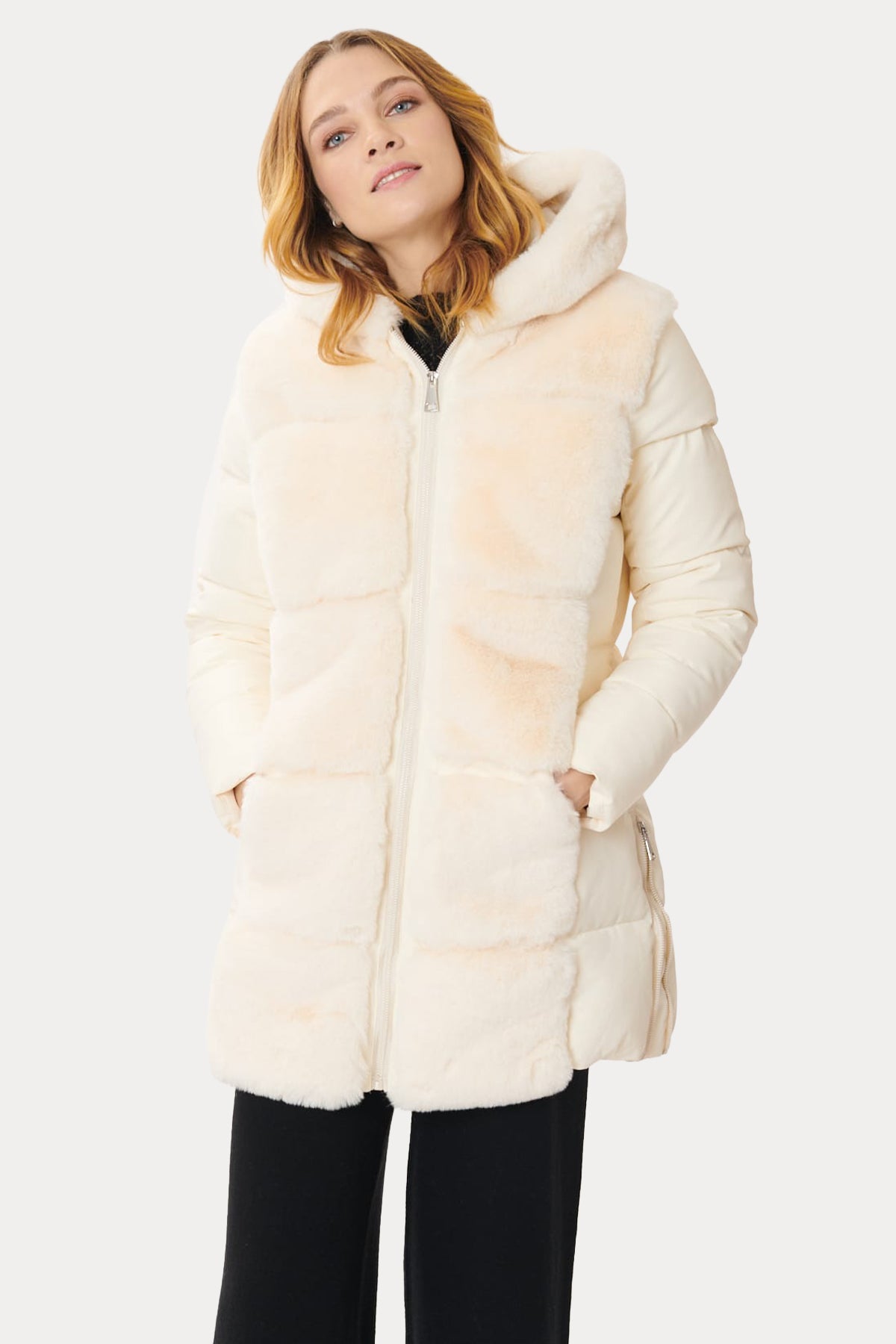 Rene Derhy Flore Kapüşonlu Peluş Detaylı Puffer Mont-Libas Trendy Fashion Store