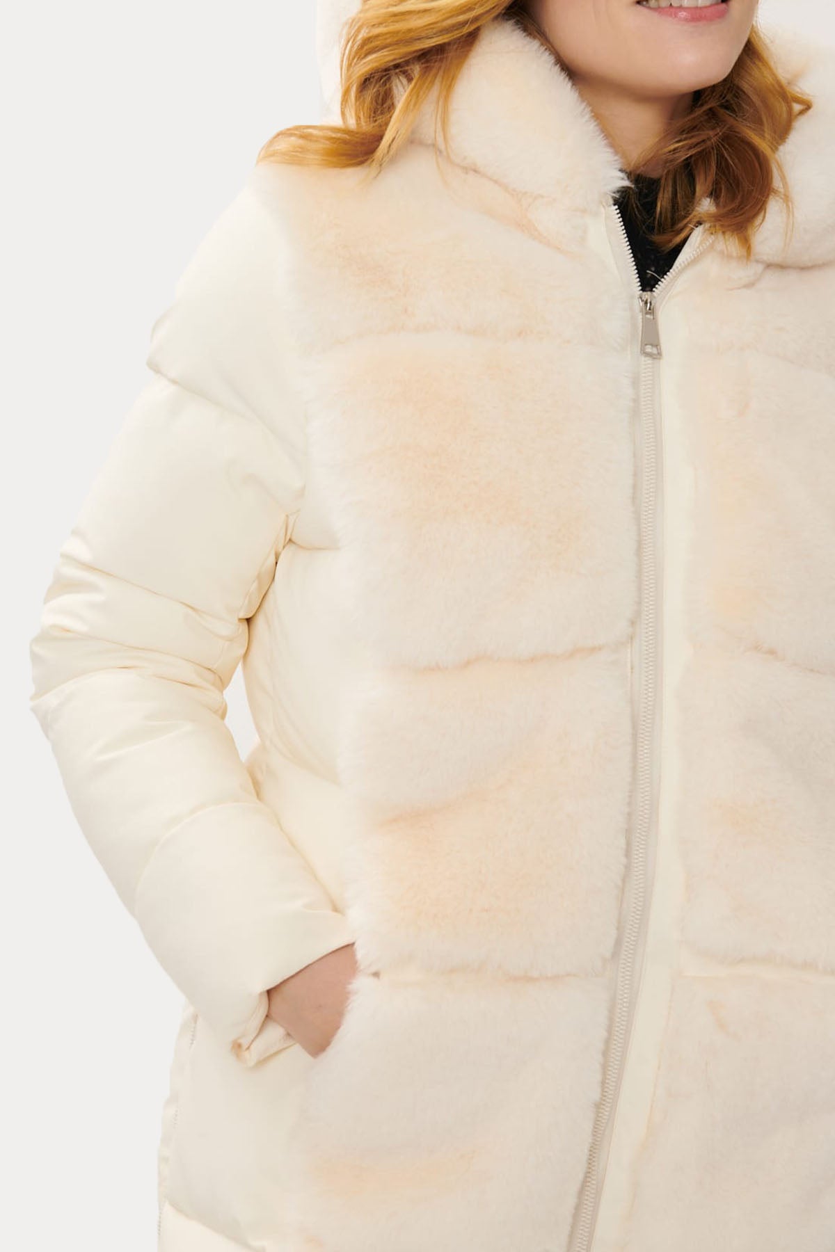 Rene Derhy Flore Kapüşonlu Peluş Detaylı Puffer Mont-Libas Trendy Fashion Store