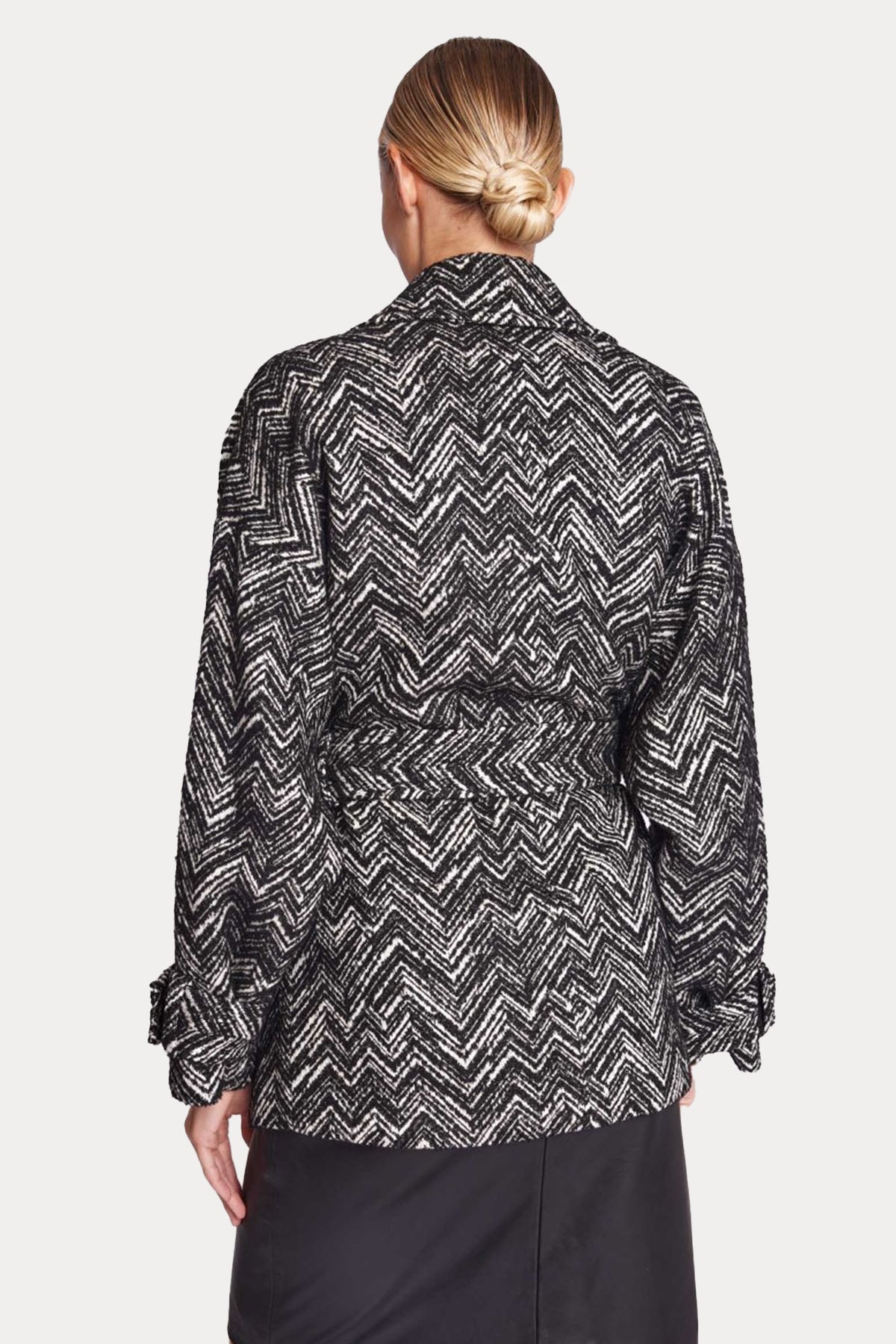 Berenice Mael Desenli Kuşaklı Kaban-Libas Trendy Fashion Store