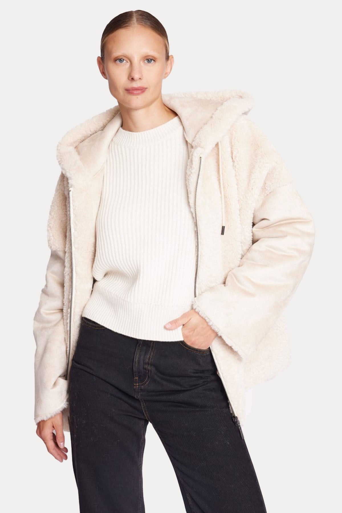 Berenice Mira Çift Taraflı Deri Detaylı Peluş Mont-Libas Trendy Fashion Store