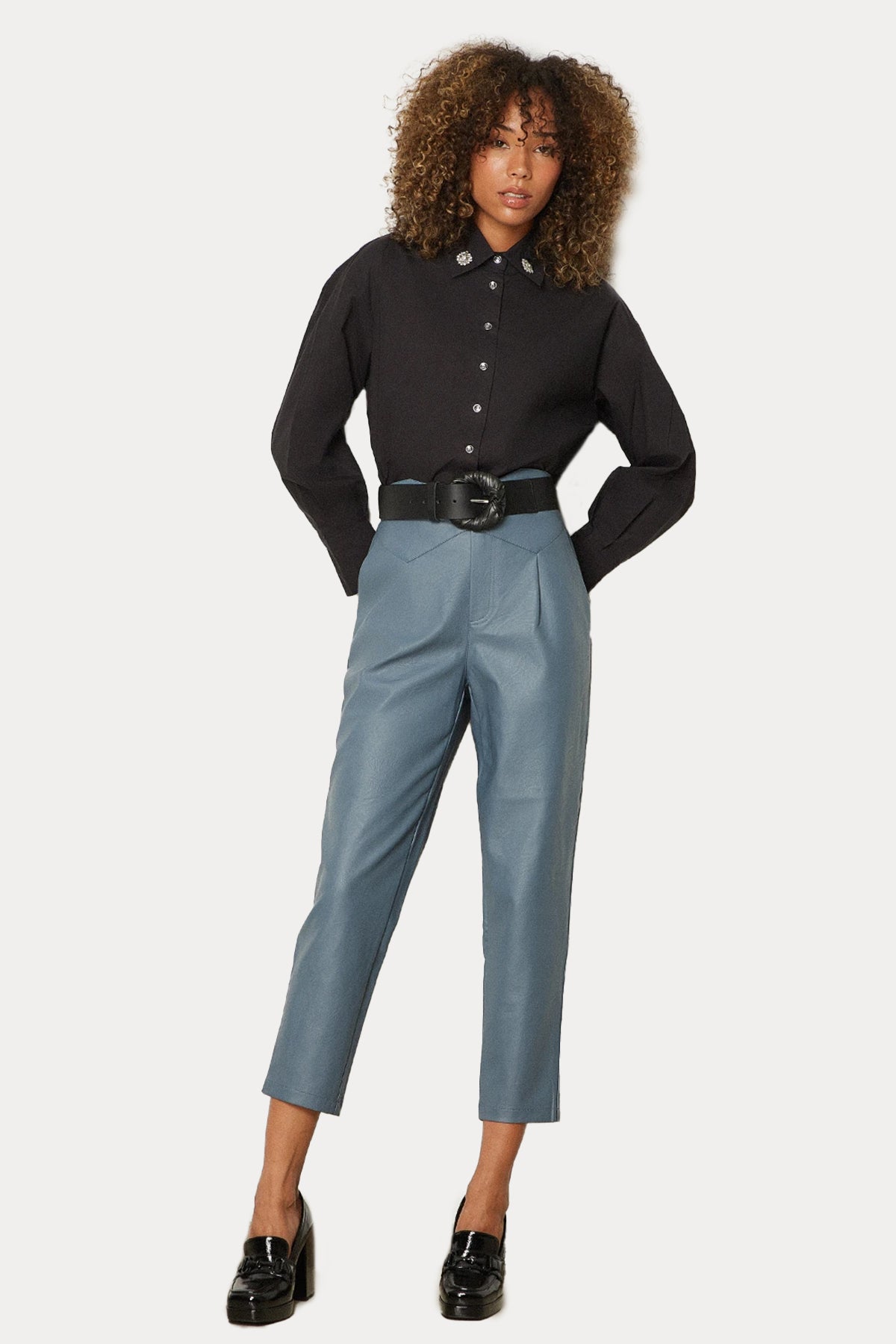 Bsb Slim Fit Tek Pile Beli Lastikli Deri Pantolon-Libas Trendy Fashion Store