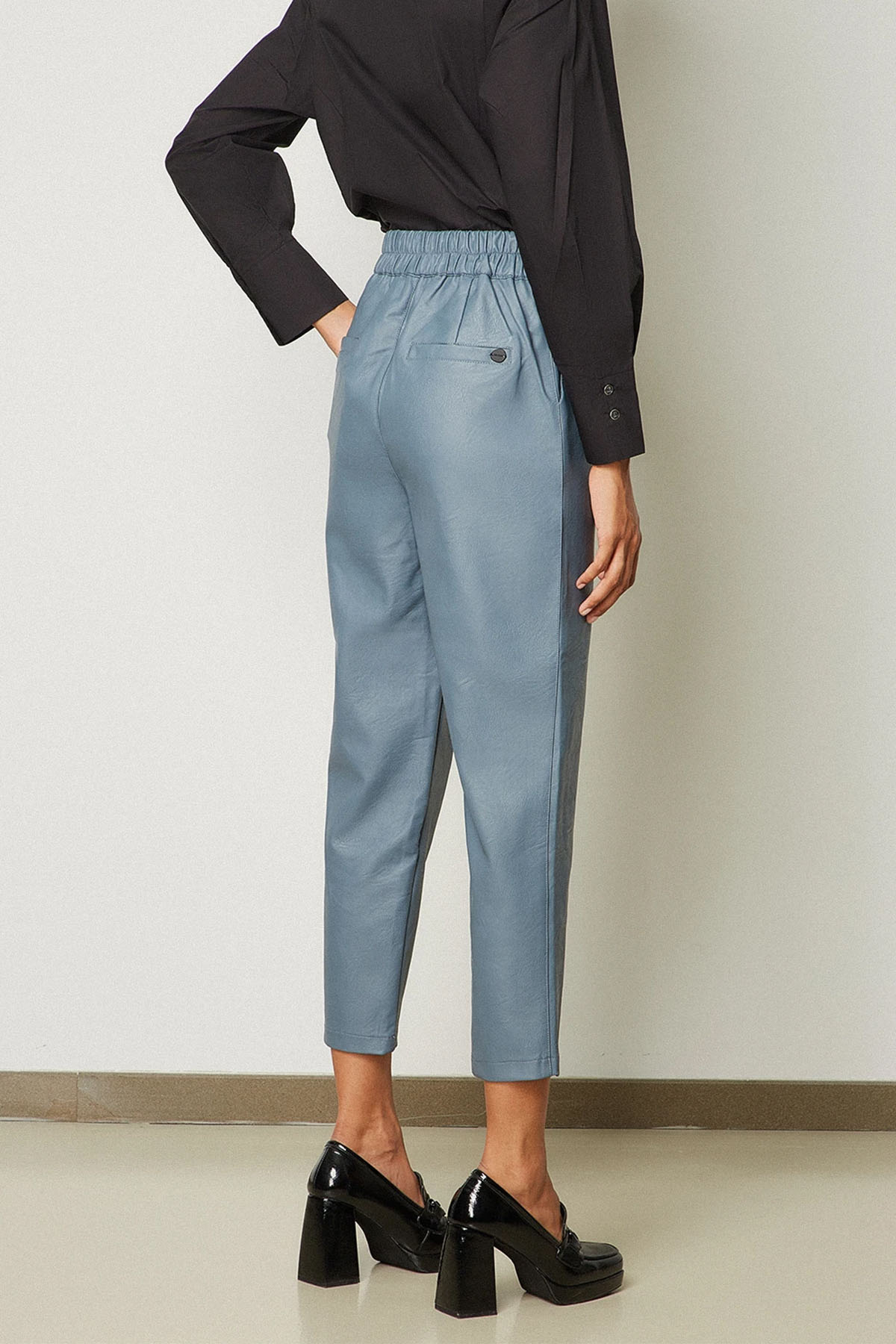 Bsb Slim Fit Tek Pile Beli Lastikli Deri Pantolon-Libas Trendy Fashion Store