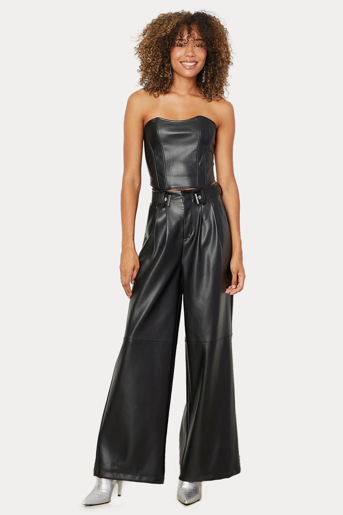 Bsb Geniş Kesim Yüksek Bel Deri Pantolon-Libas Trendy Fashion Store