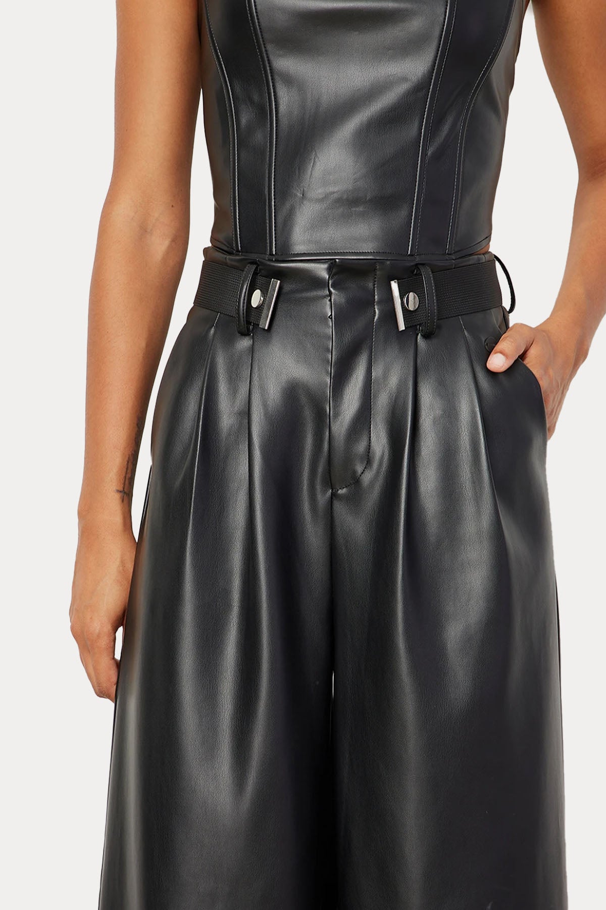 Bsb Geniş Kesim Yüksek Bel Deri Pantolon-Libas Trendy Fashion Store