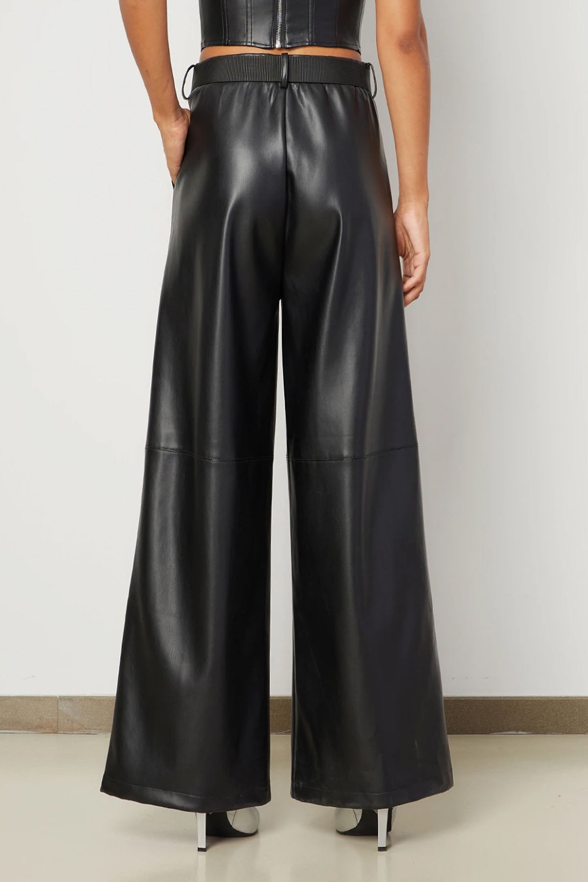 Bsb Geniş Kesim Yüksek Bel Deri Pantolon-Libas Trendy Fashion Store