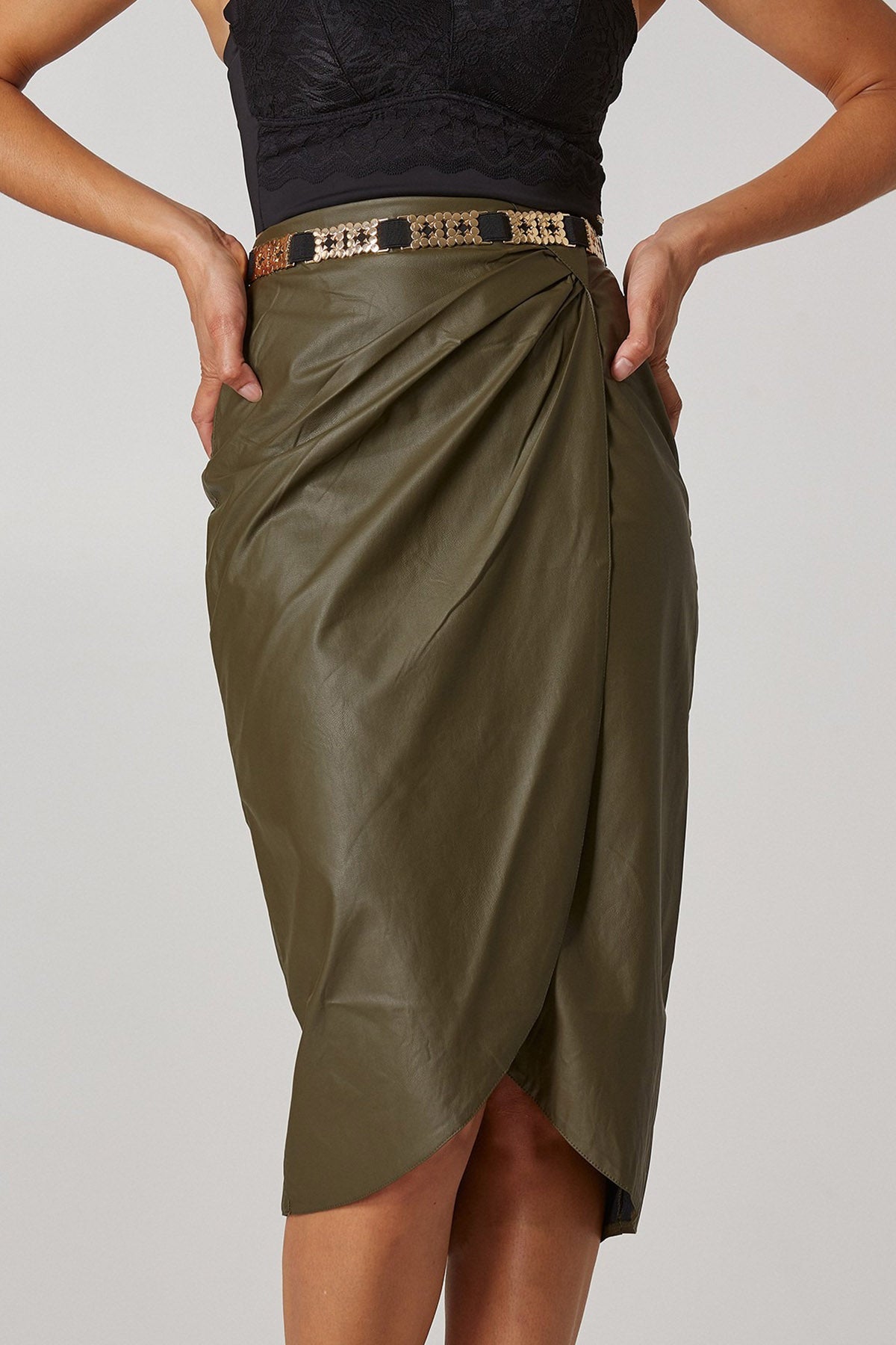 Lynne Midi Deri Etek-Libas Trendy Fashion Store