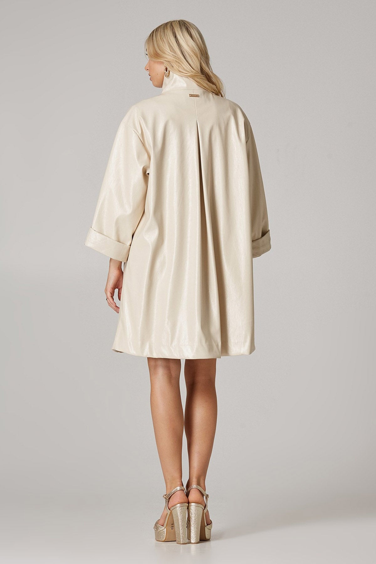 Lynne Dik Yaka Parlak Deri Trençkot-Libas Trendy Fashion Store