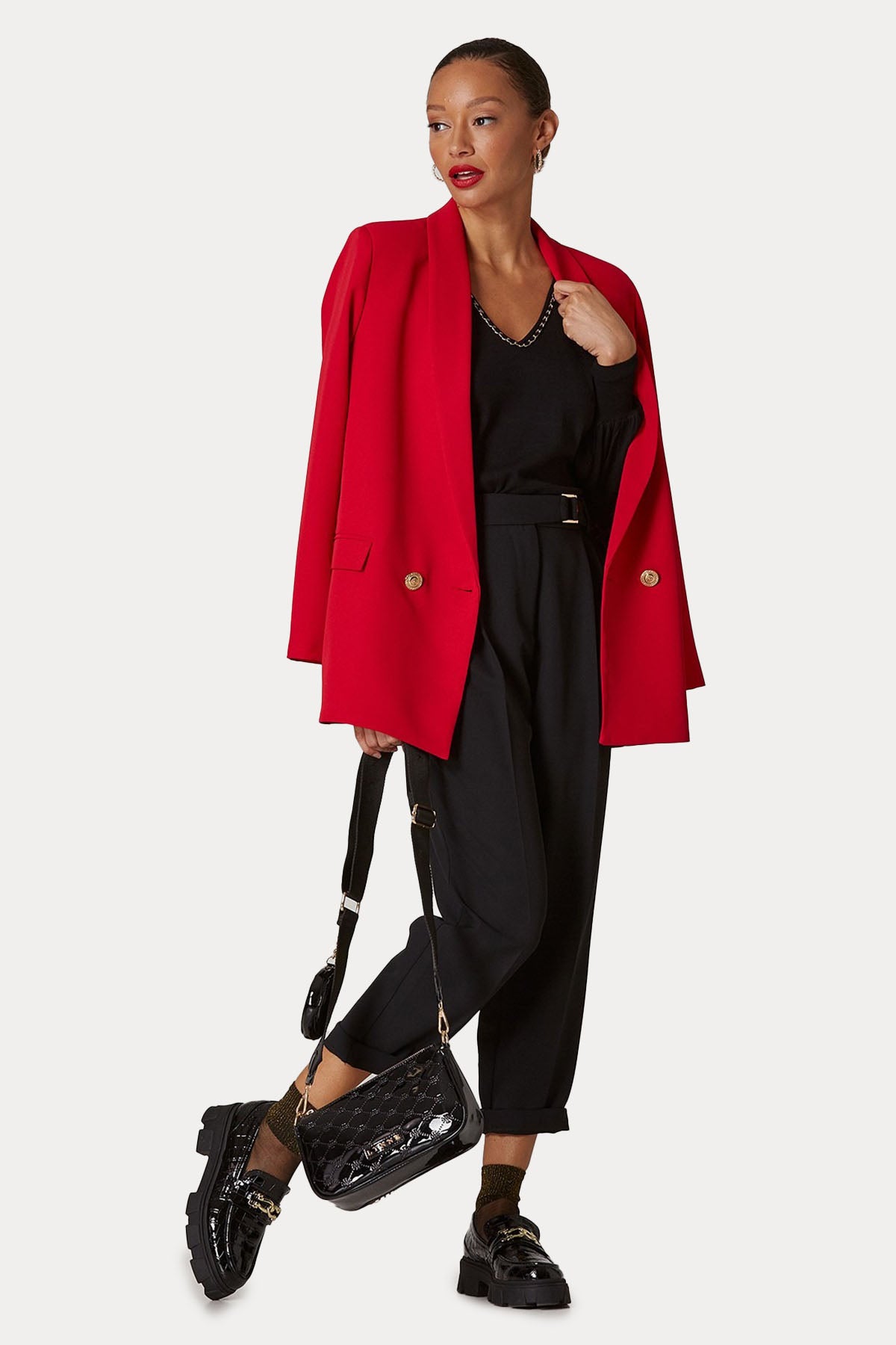 Lynne Regular Fit Yüksek Bel Çift Pile Pantolon-Libas Trendy Fashion Store