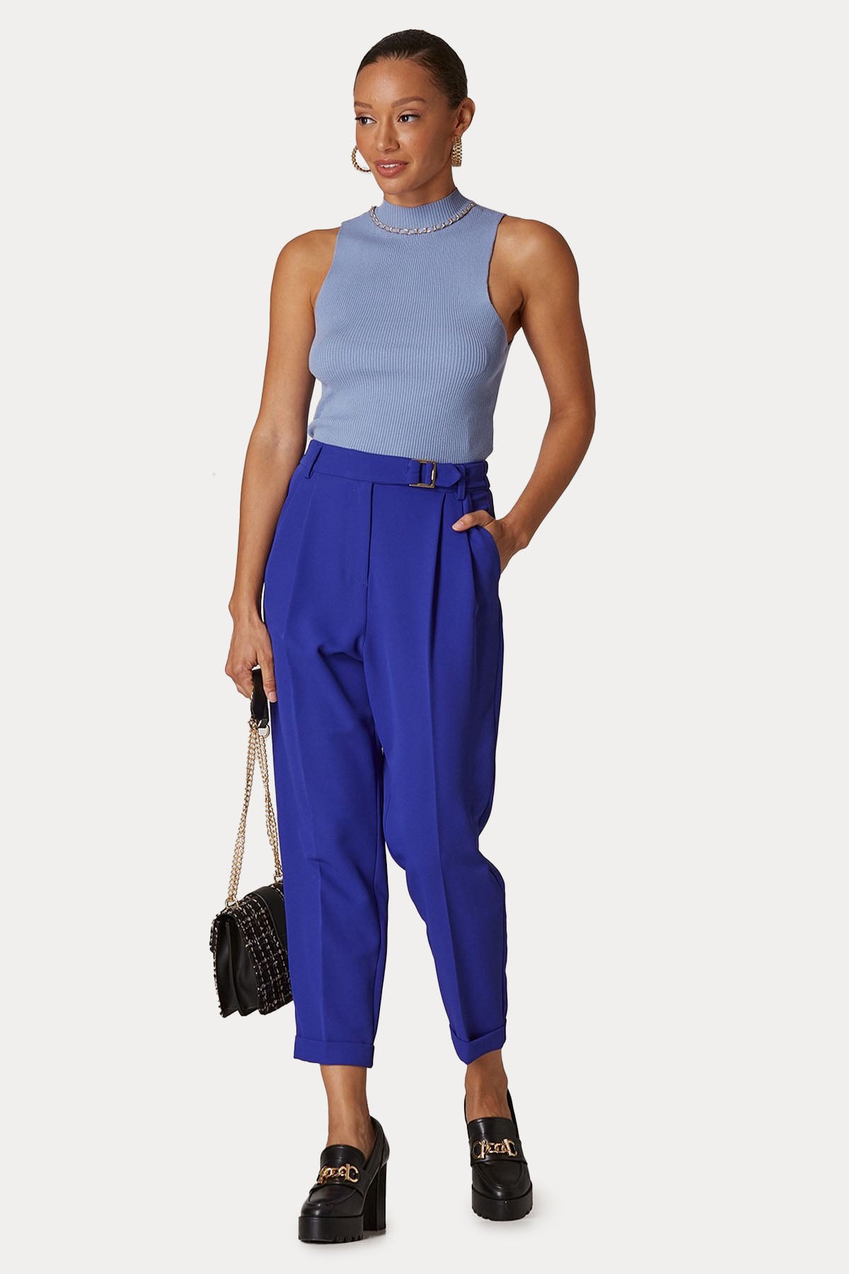 Lynne Regular Fit Yüksek Bel Çift Pile Pantolon-Libas Trendy Fashion Store