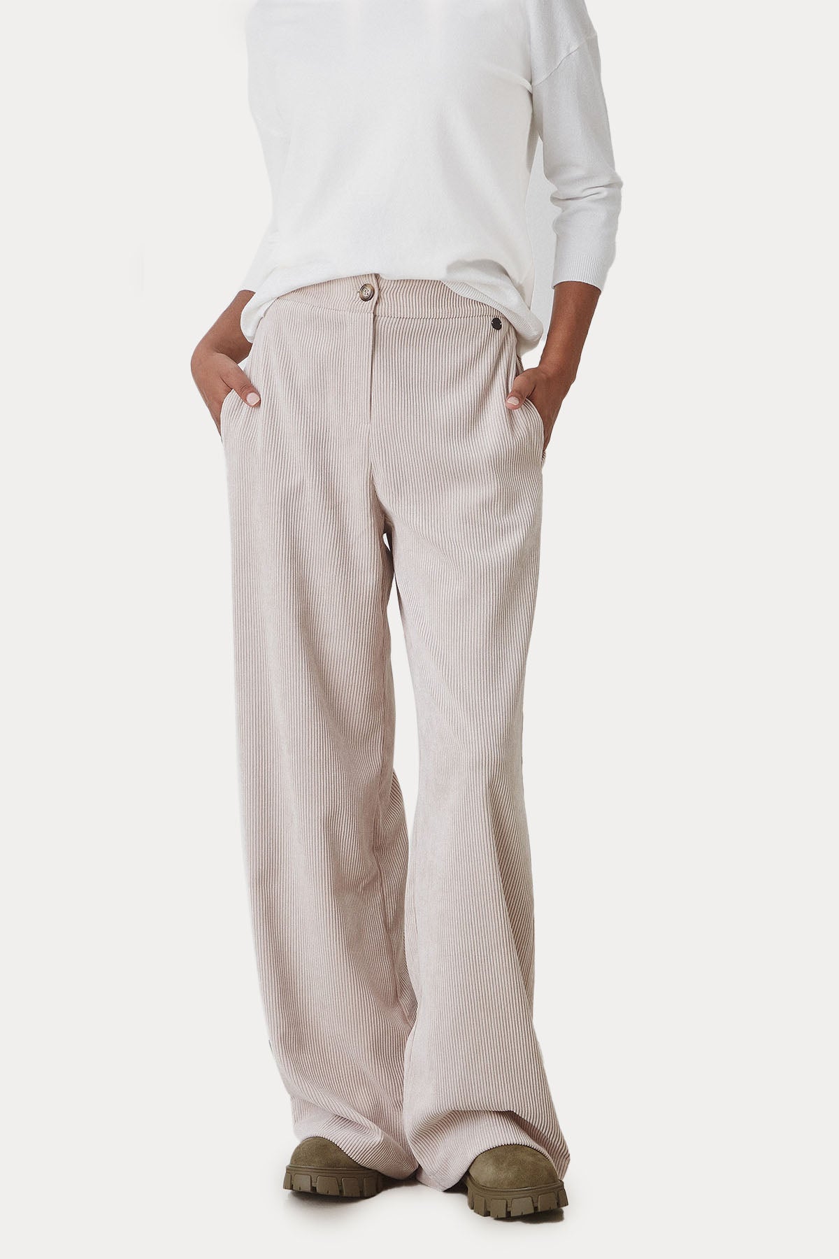 Bsb Fitilli Kadife Yüksek Bel Yandan Cepli Pantolon-Libas Trendy Fashion Store