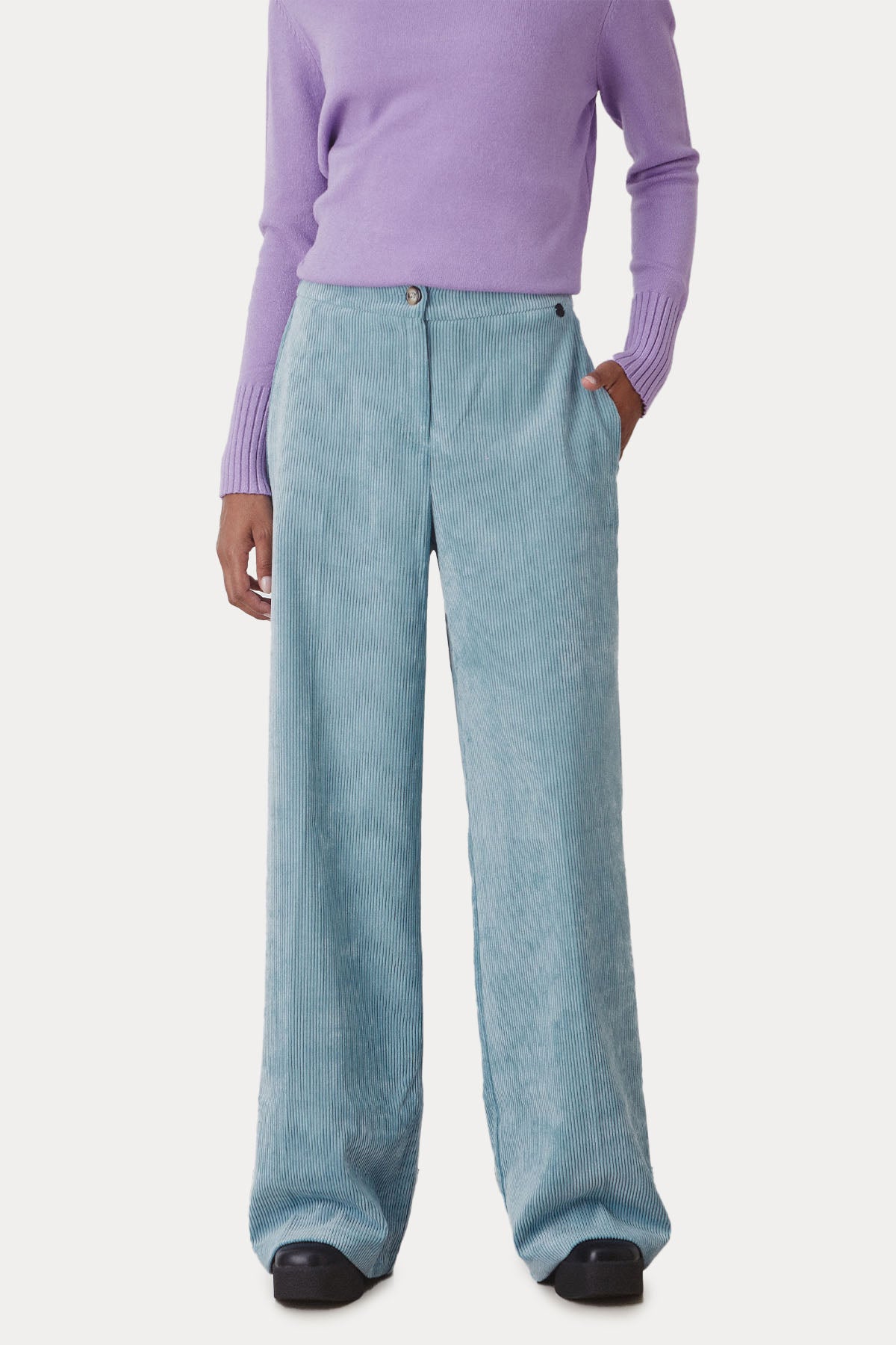 Bsb Fitilli Kadife Yüksek Bel Yandan Cepli Pantolon-Libas Trendy Fashion Store