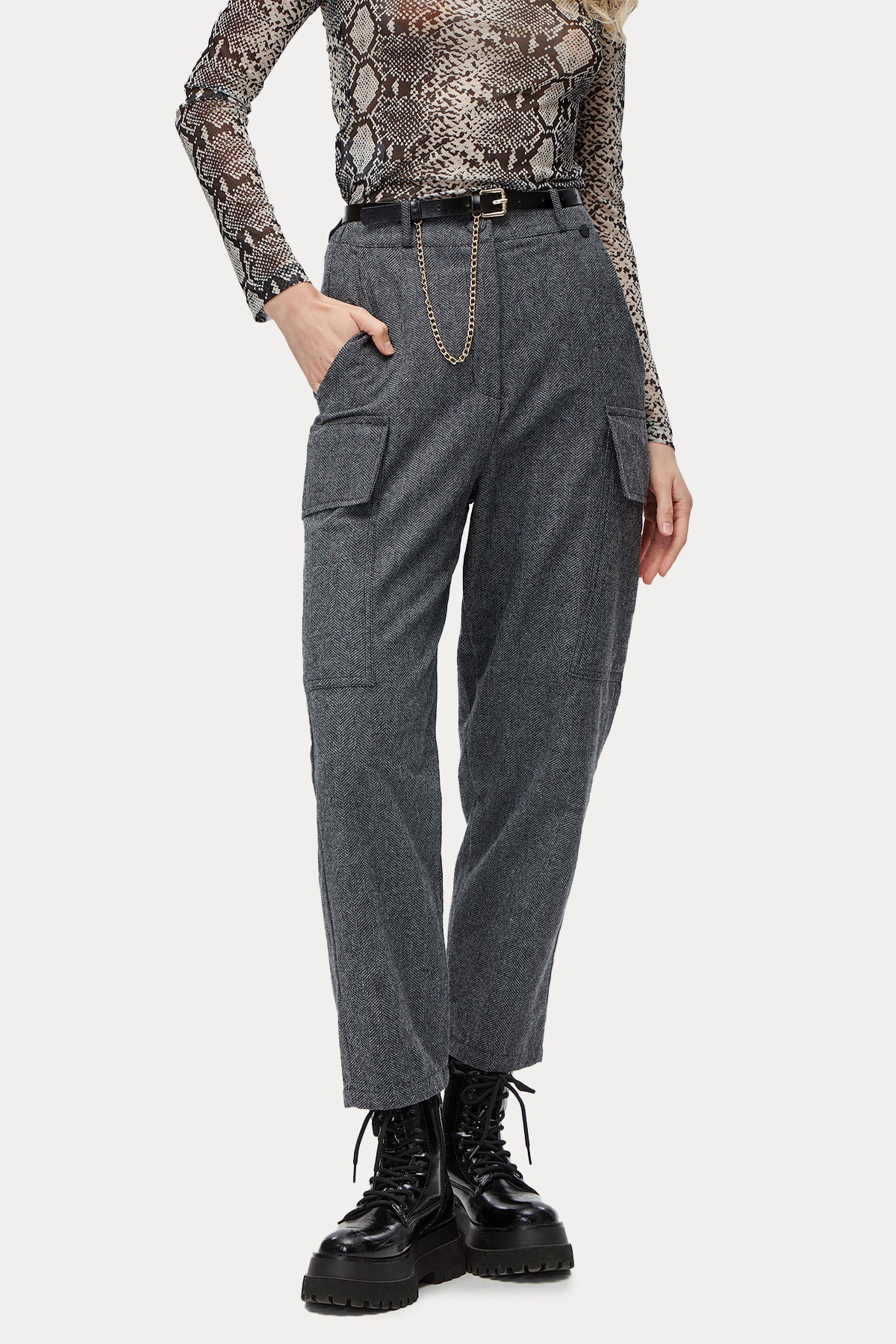 Bsb Geniş Kesim Beli Lastikli Kargo Pantolon-Libas Trendy Fashion Store