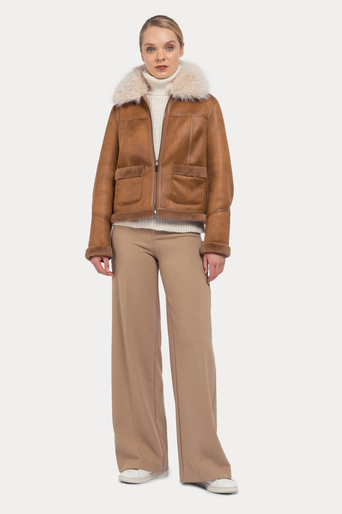 Urbancode Çift Taraflı Eko Kürklü Deri Mont-Libas Trendy Fashion Store