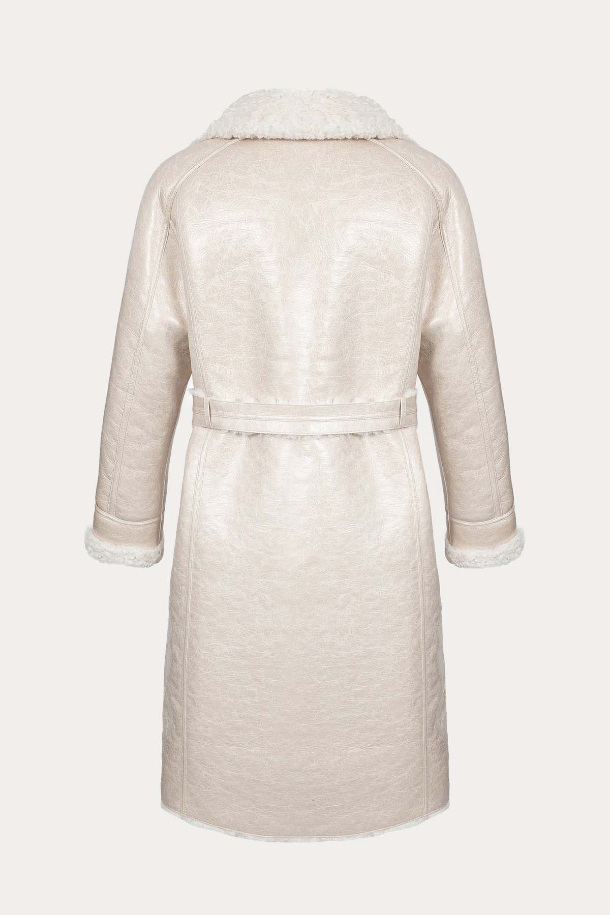 Urbancode Çift Taraflı Eko Kürklü Deri Manto-Libas Trendy Fashion Store