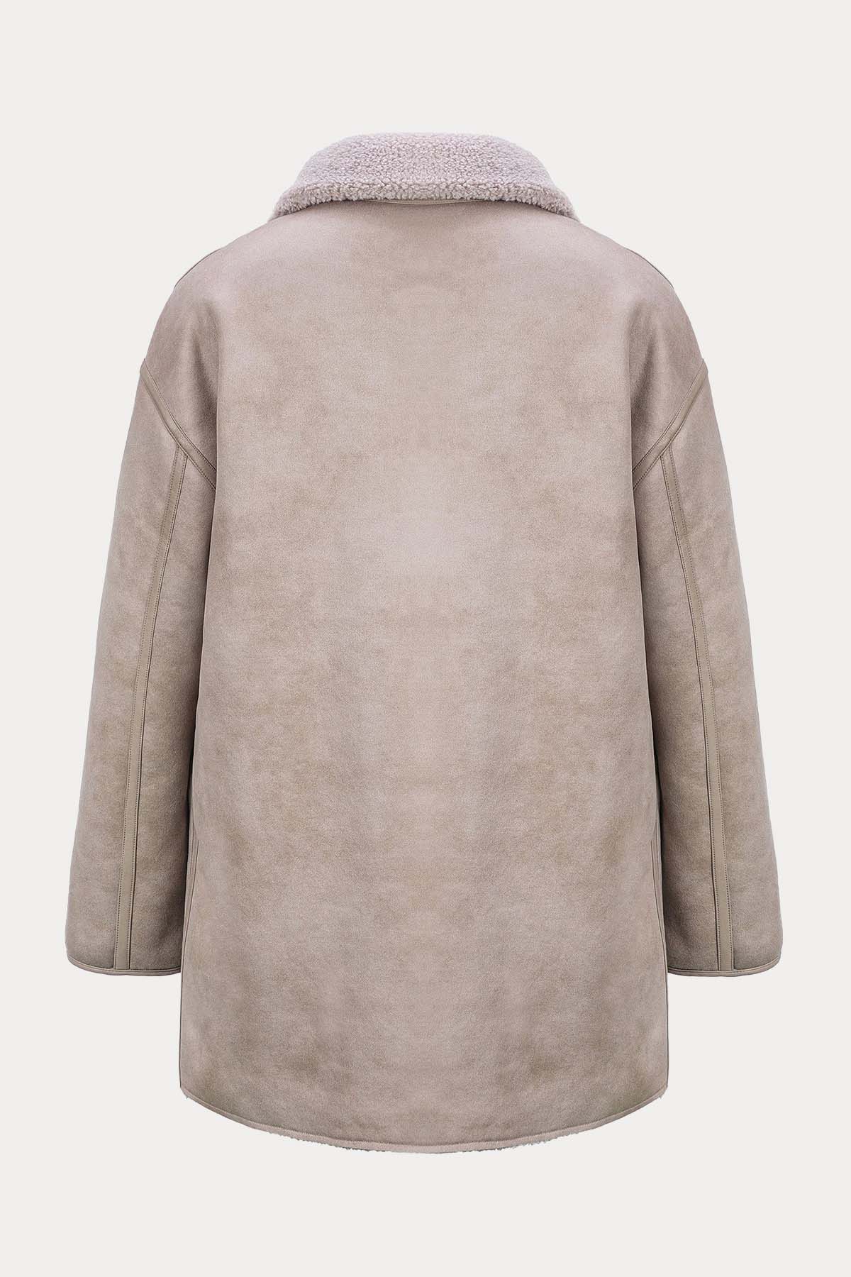 Urbancode Çift Taraflı Eko Kürklü Deri Ceket-Libas Trendy Fashion Store