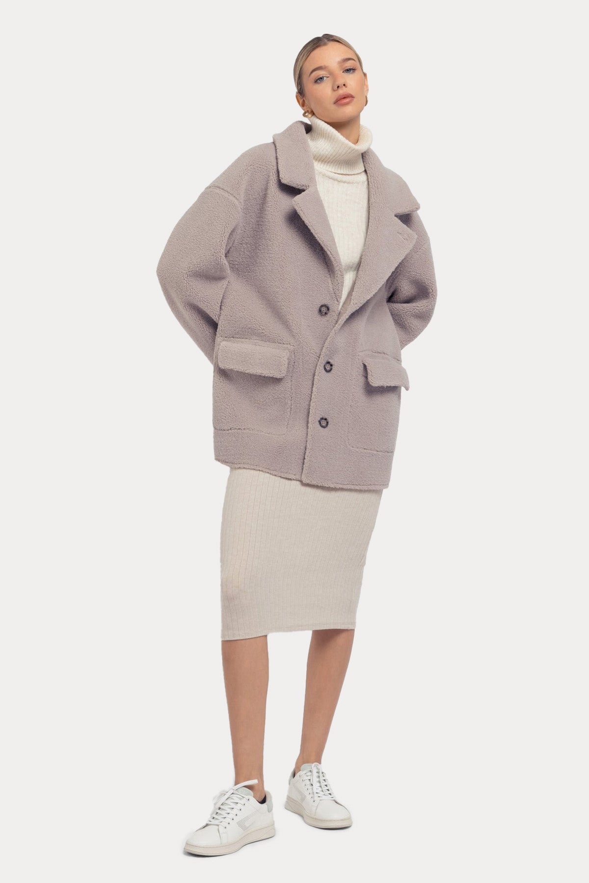 Urbancode Çift Taraflı Eko Kürklü Deri Ceket-Libas Trendy Fashion Store