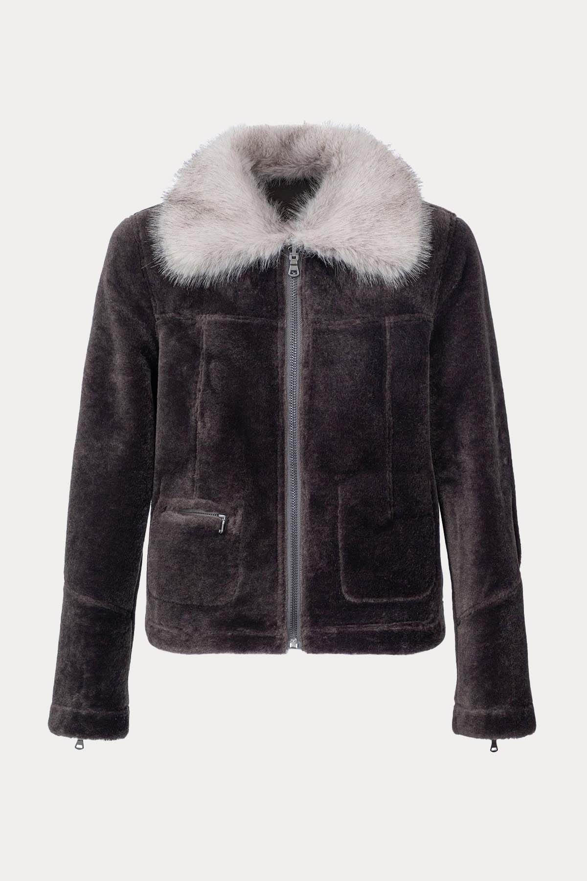 Urbancode Çift Taraflı Eko Kürklü Deri Mont-Libas Trendy Fashion Store